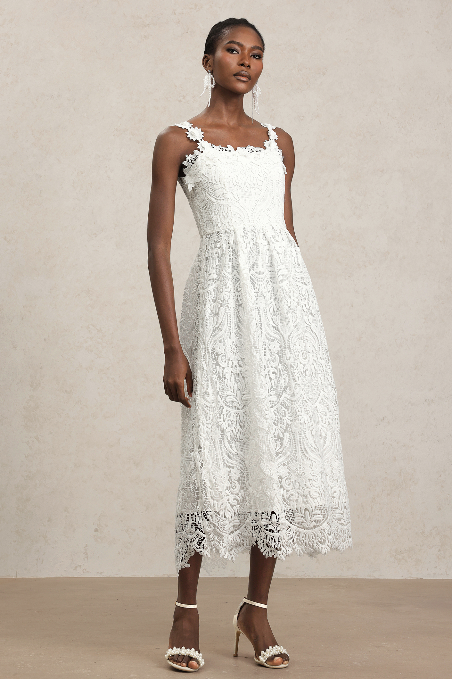 Hope Halter Flowers Lace Maxi Dress