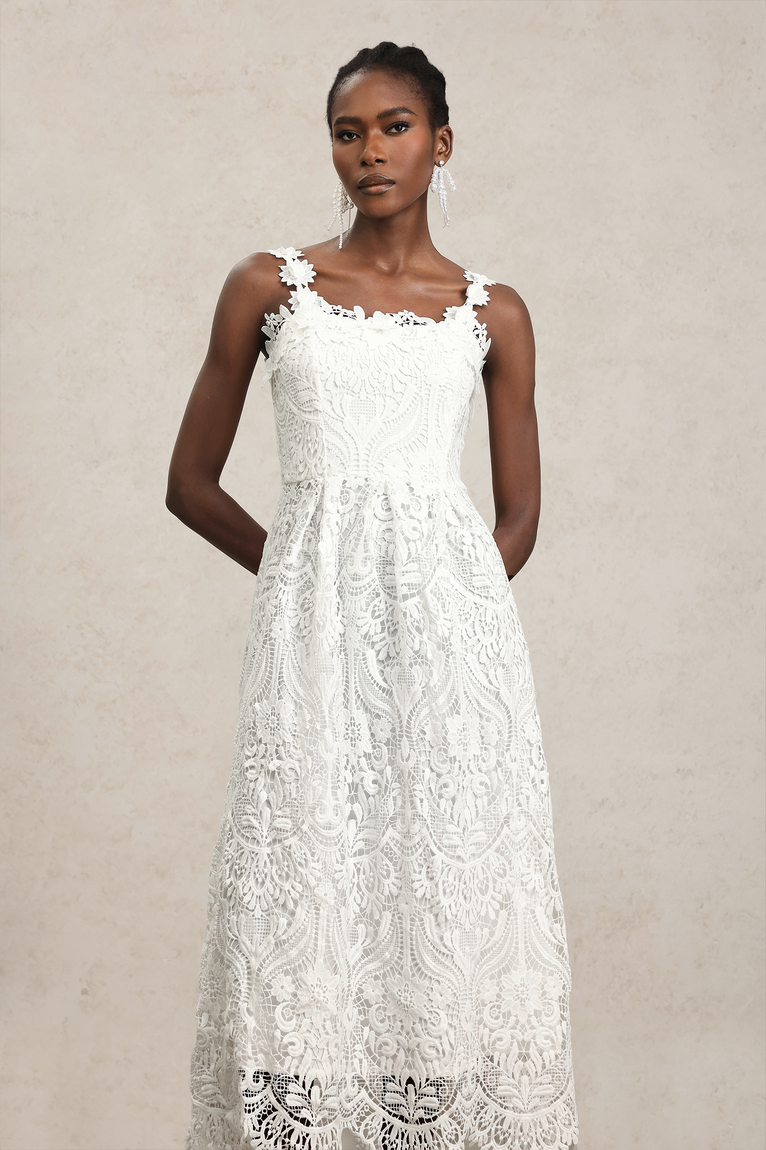 Hope Halter Flowers Lace Maxi Dress