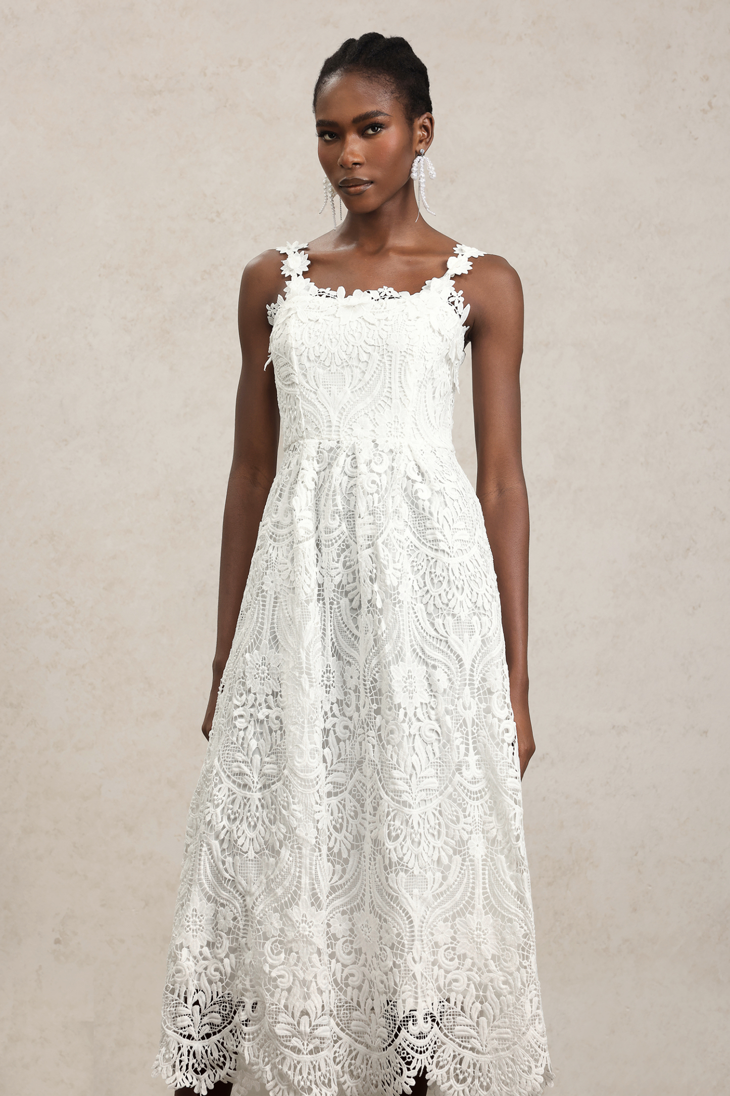 Hope Halter Flowers Lace Maxi Dress