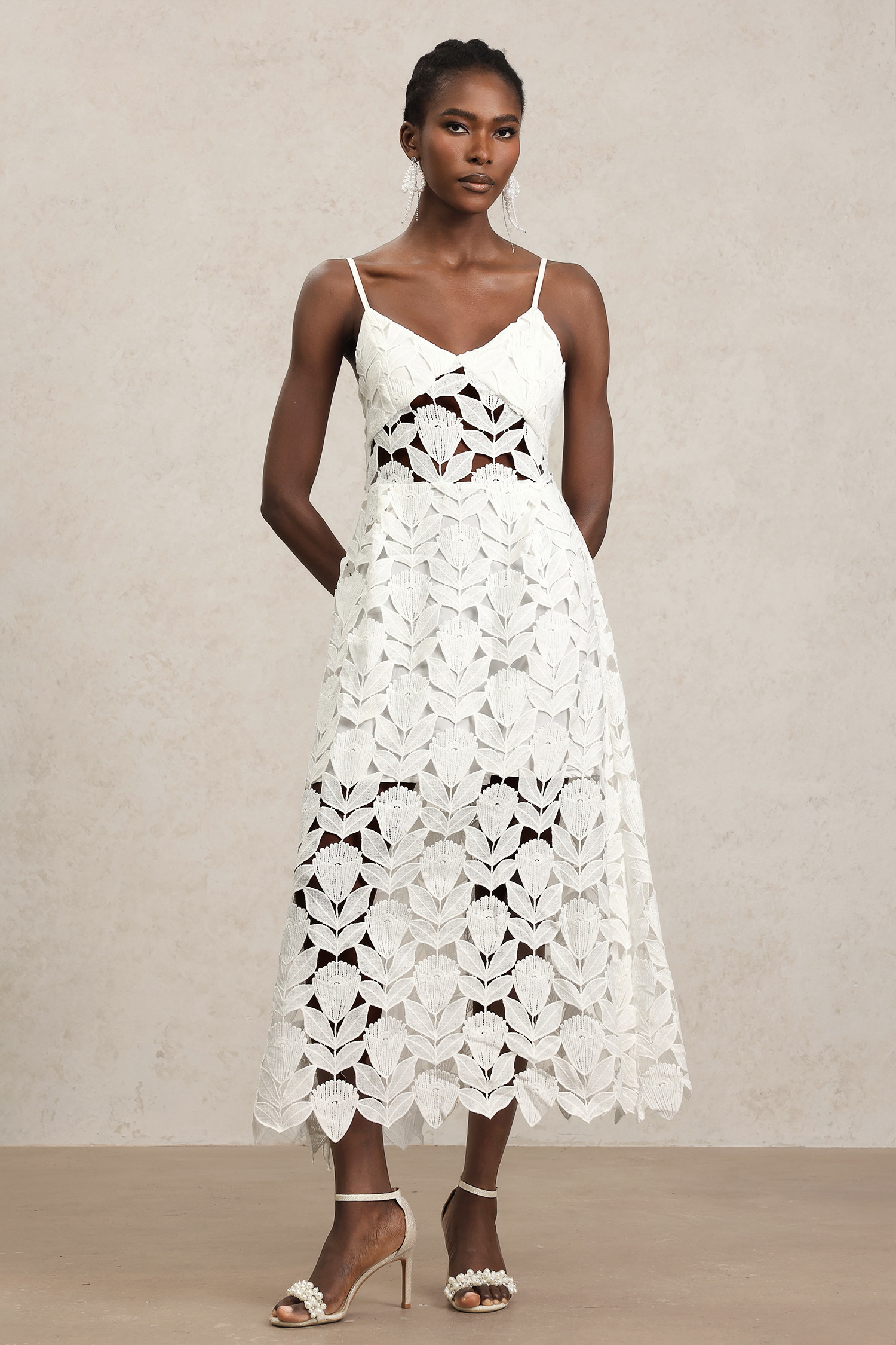 Savier Halter Hollow Out Lace Maxi Dress