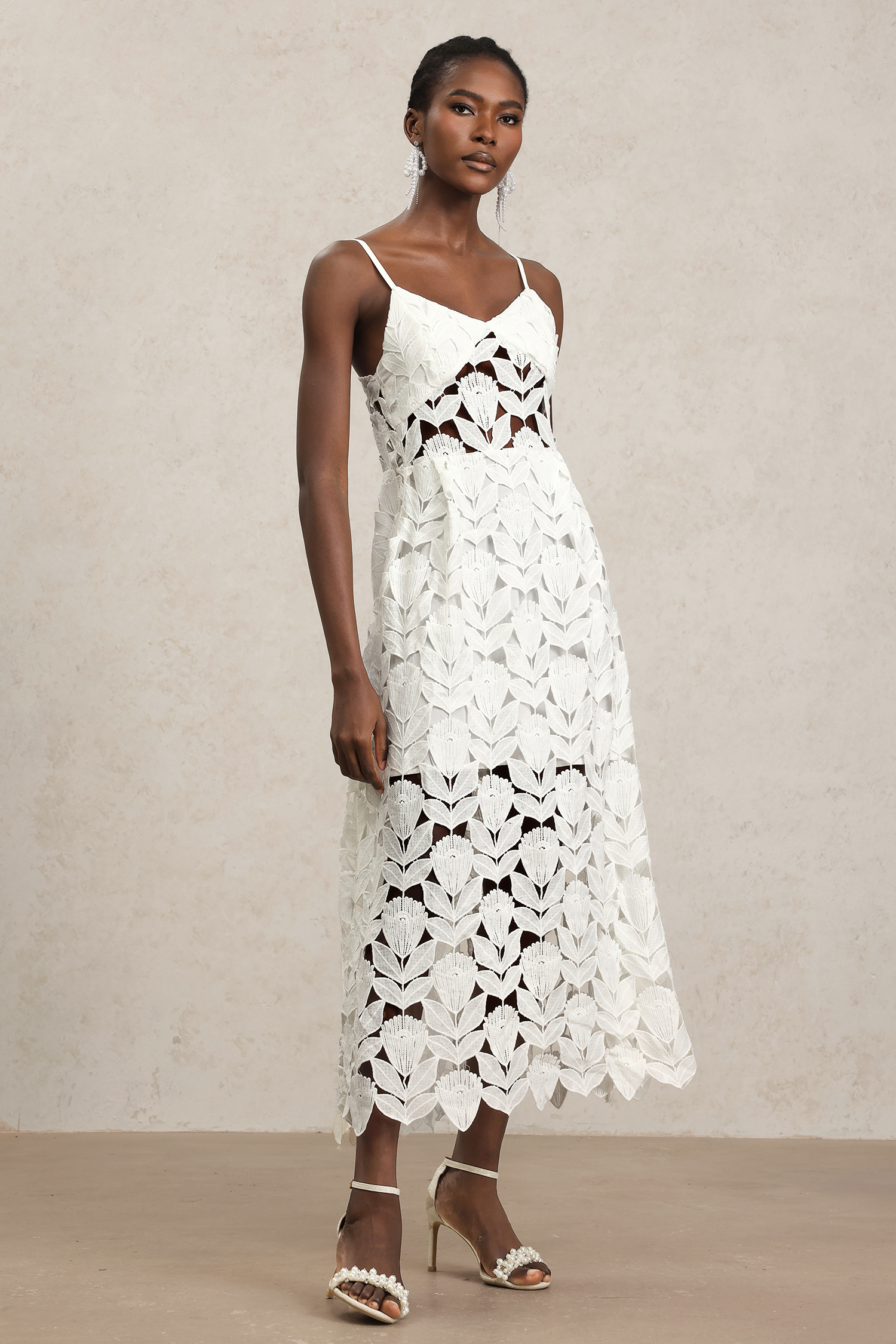 Savier Halter Hollow Out Lace Maxi Dress