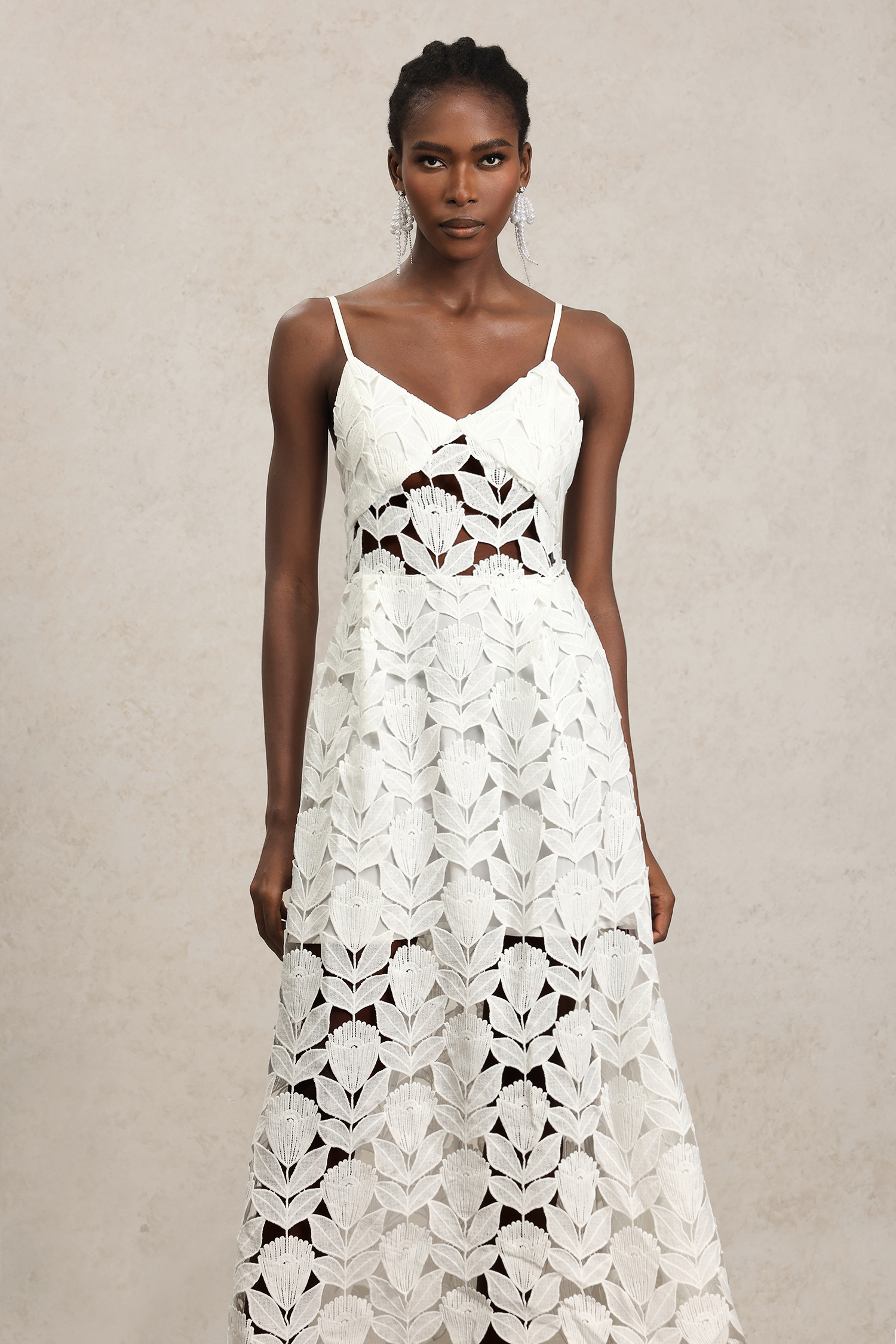 Savier Halter Hollow Out Lace Maxi Dress