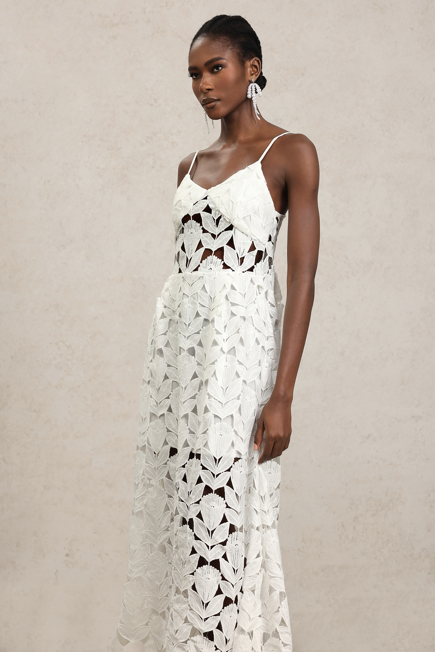 Savier Halter Hollow Out Lace Maxi Dress