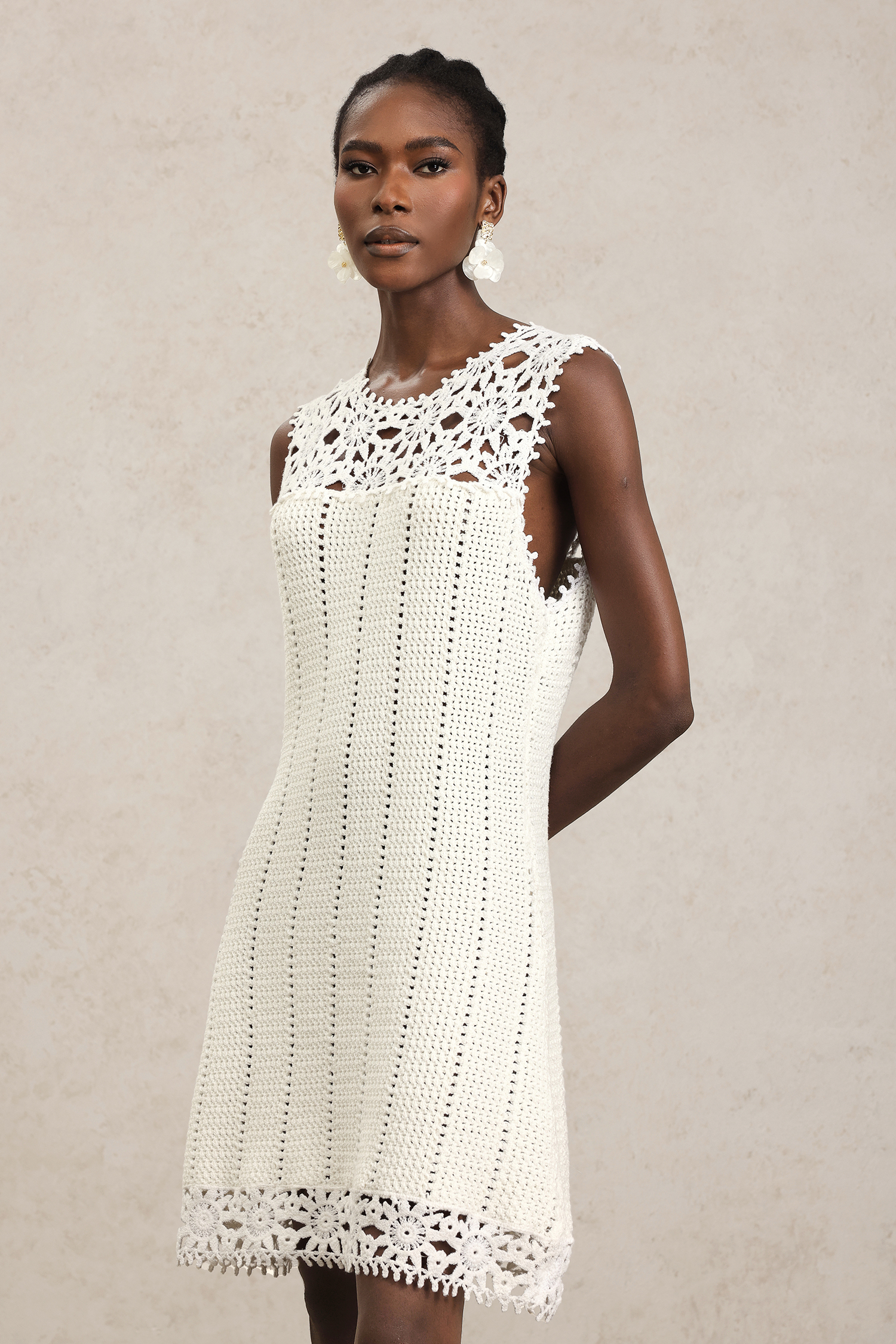 Samson Sleeveless Flowers Lace Mini Dress
