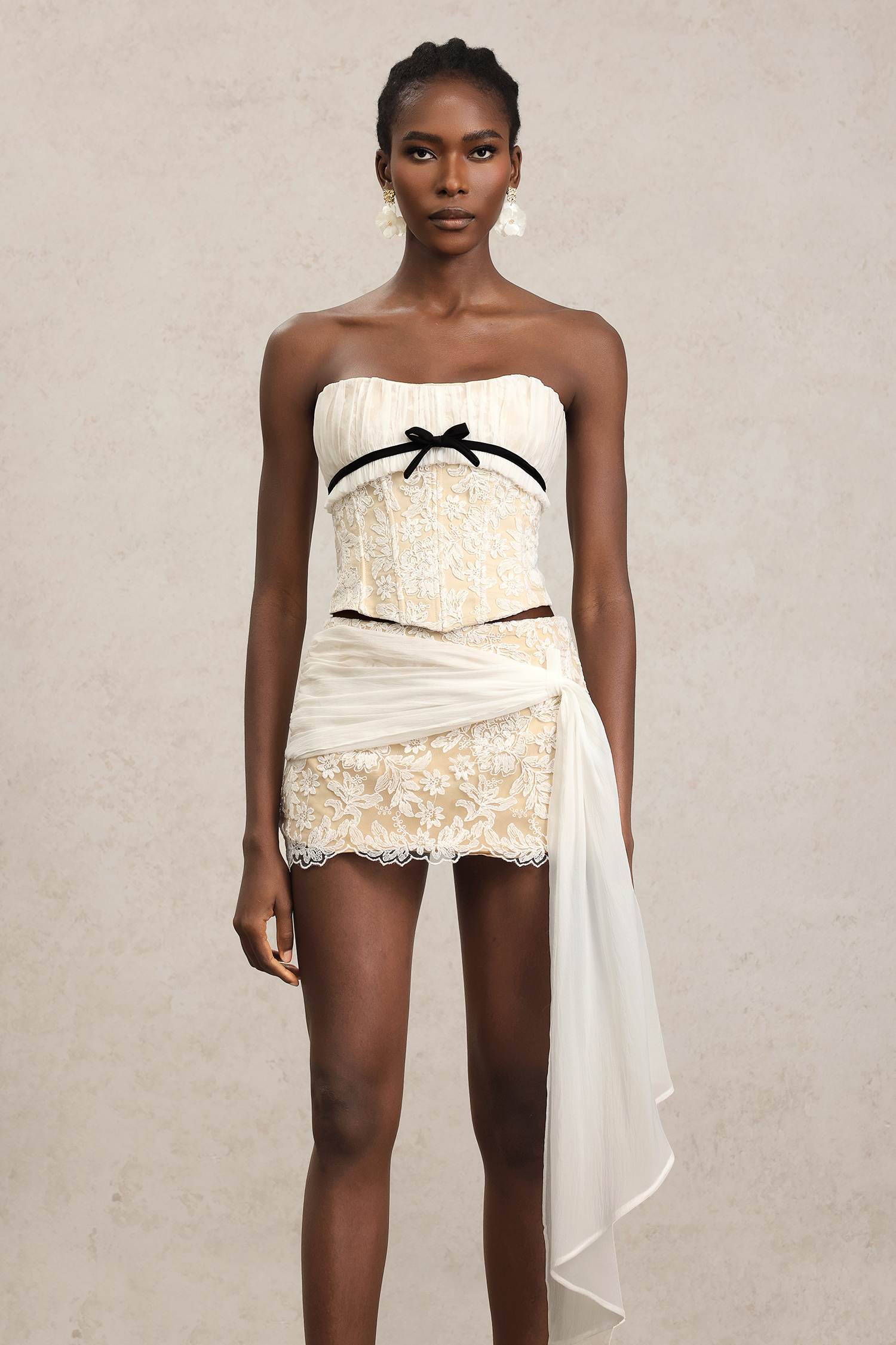 Yuma Sleeveless Bowknot Streamer Top And Skirt Two-Piece Set