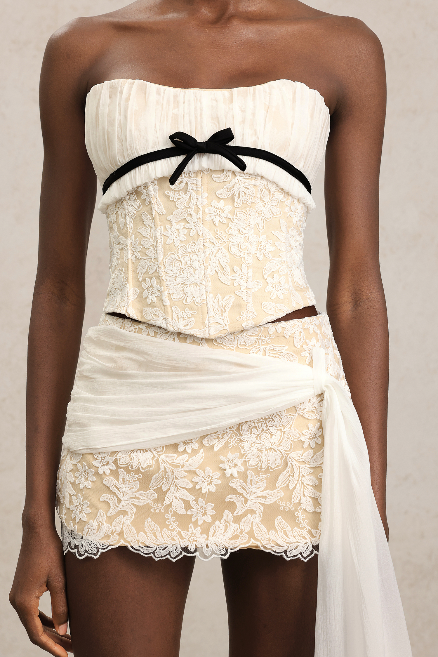 Yuma Sleeveless Bowknot Streamer Top And Skirt Two-Piece Set