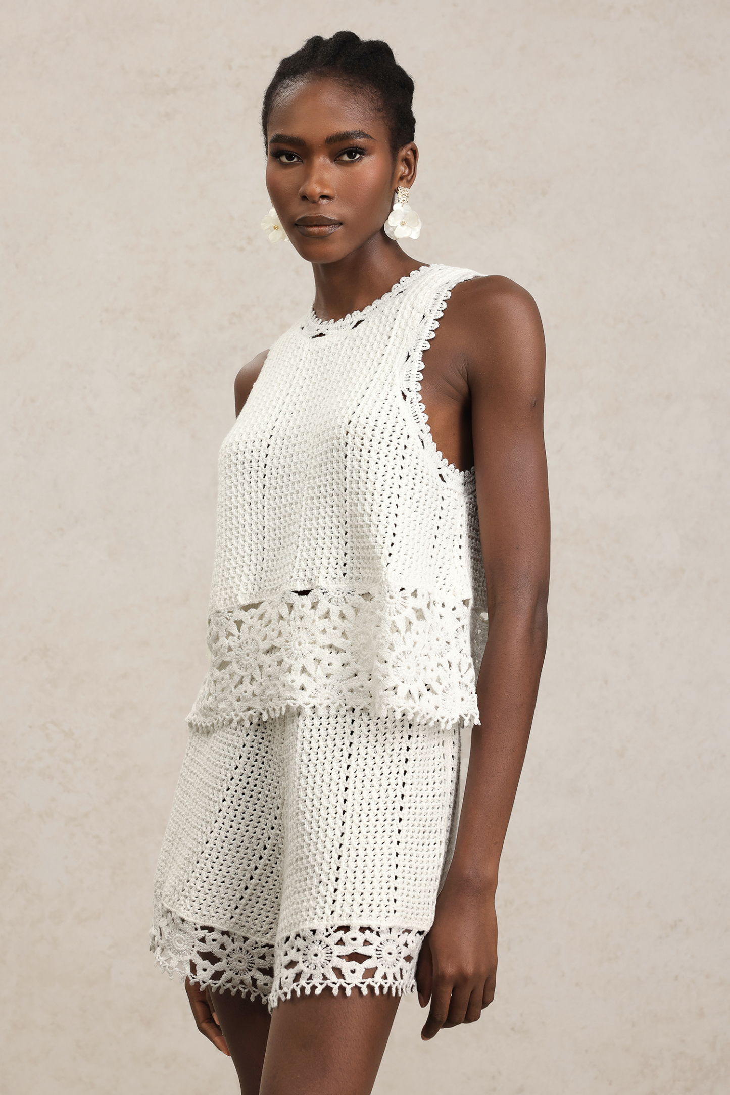 Tana Sleeveless Flowers Lace Two-Piece Set