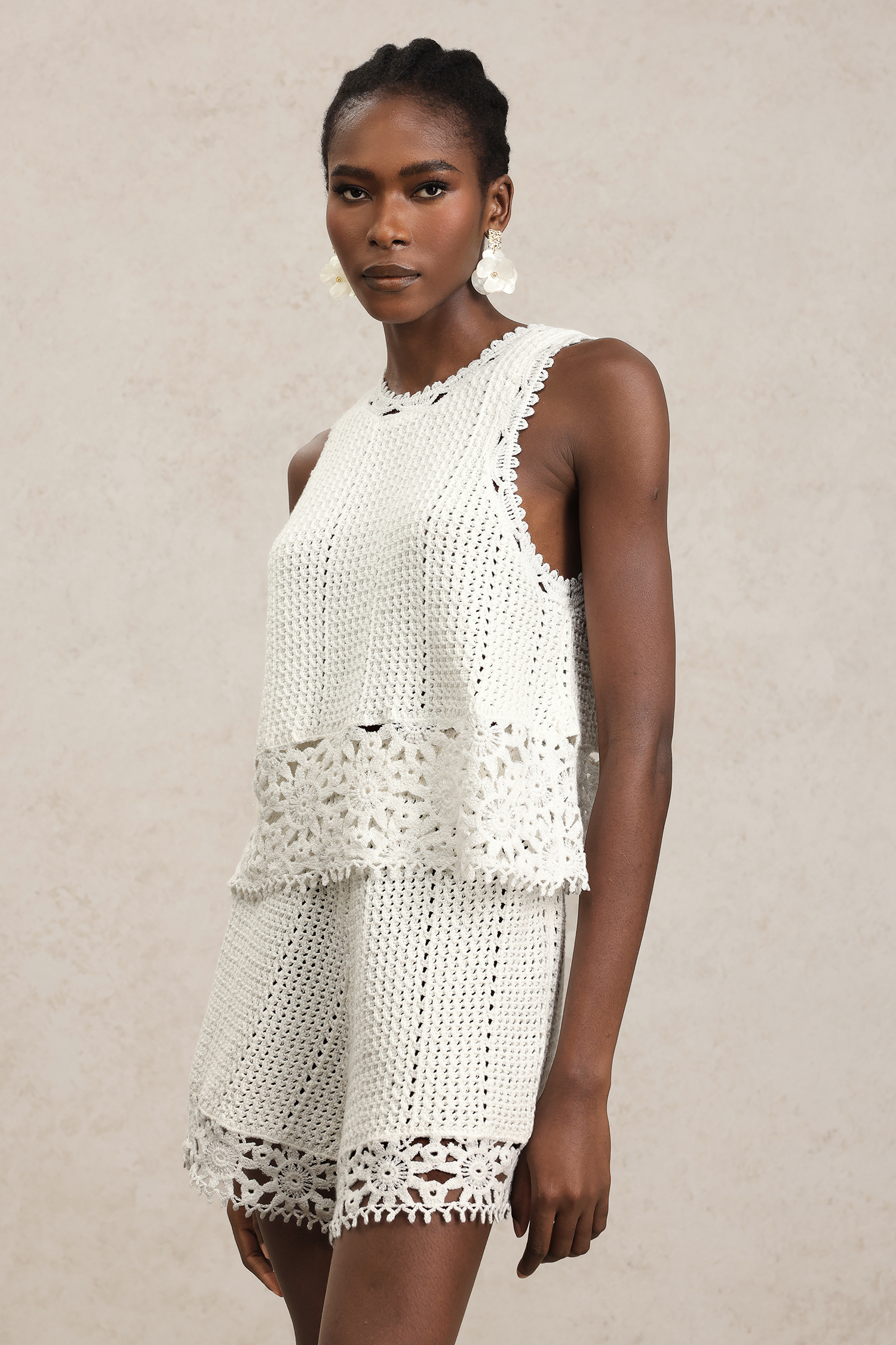 Tana Sleeveless Flowers Lace Two-Piece Set