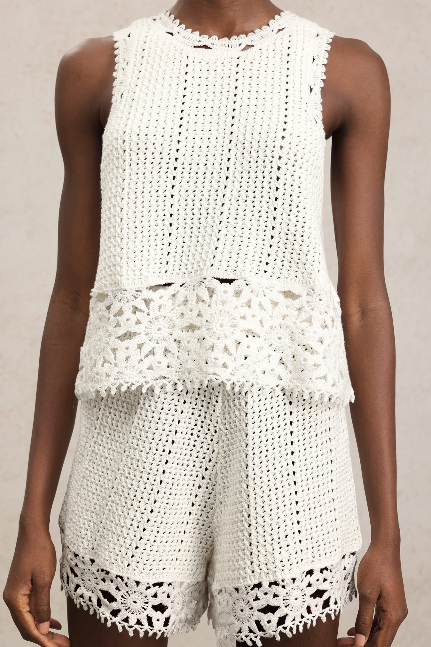 Tana Sleeveless Flowers Lace Two-Piece Set