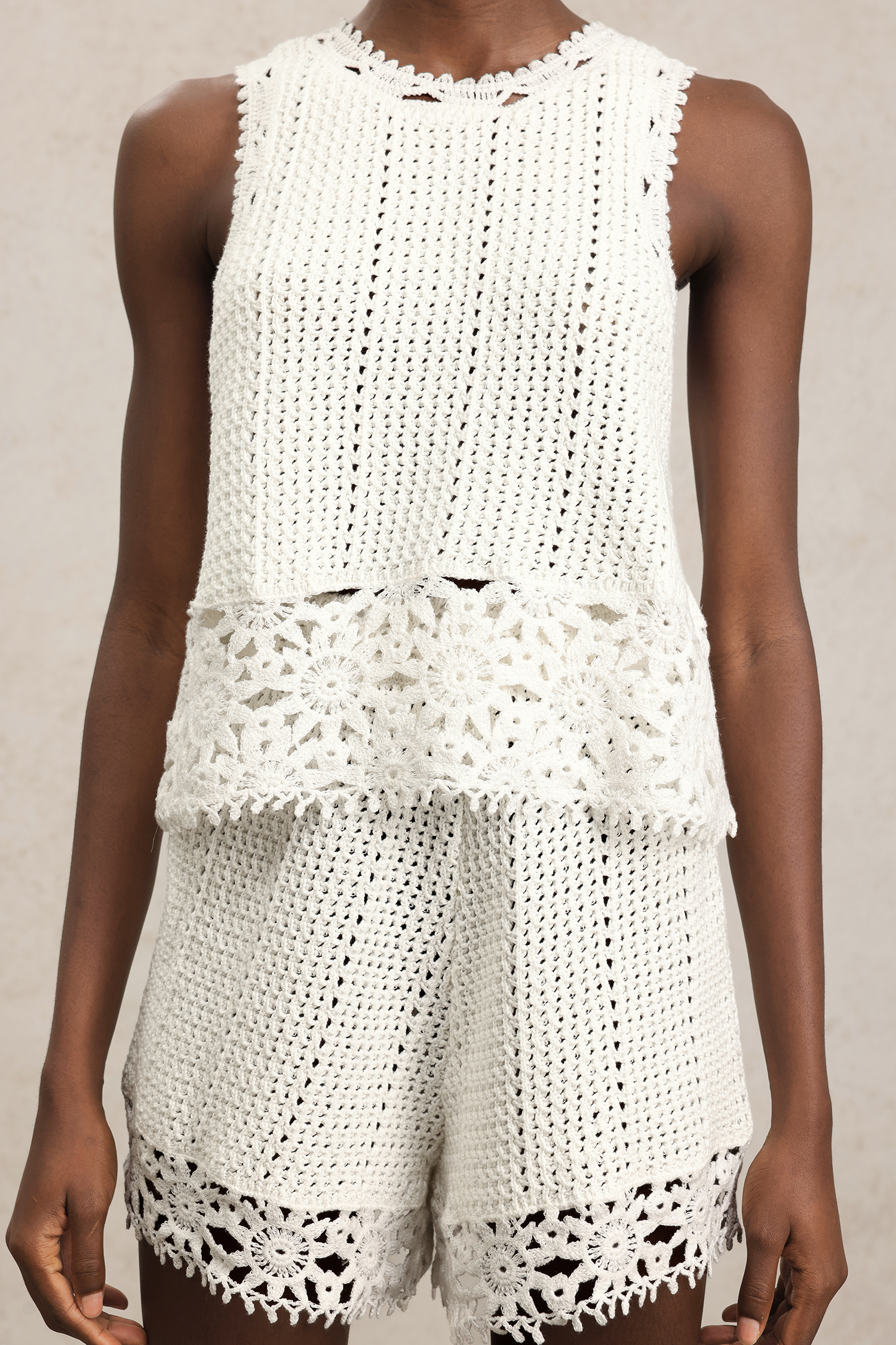 Tana Sleeveless Flowers Lace Two-Piece Set