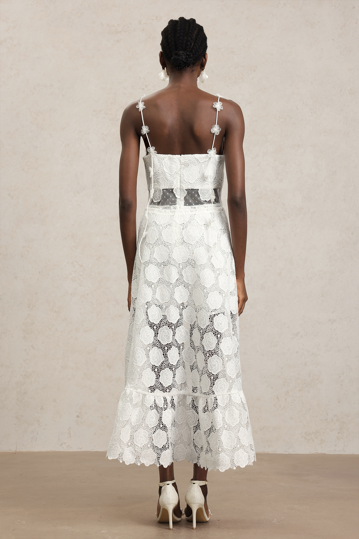 Haka Halter V-Neck Lace Jumpsuit And Skirt Two-Piece Set