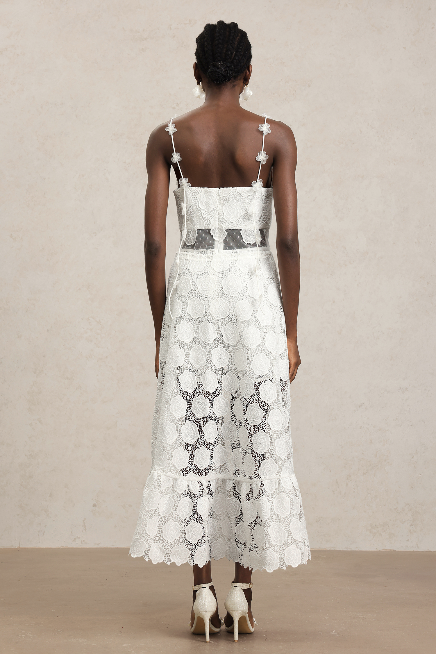 Haka Halter V-Neck Lace Jumpsuit And Skirt Two-Piece Set