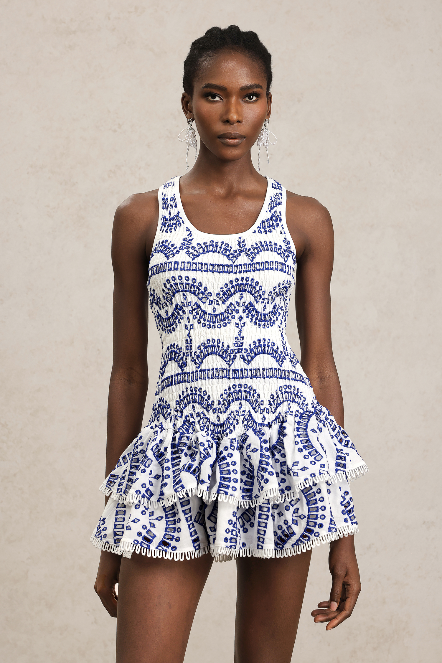 Nancy Halter Folds Printed Mini Dress