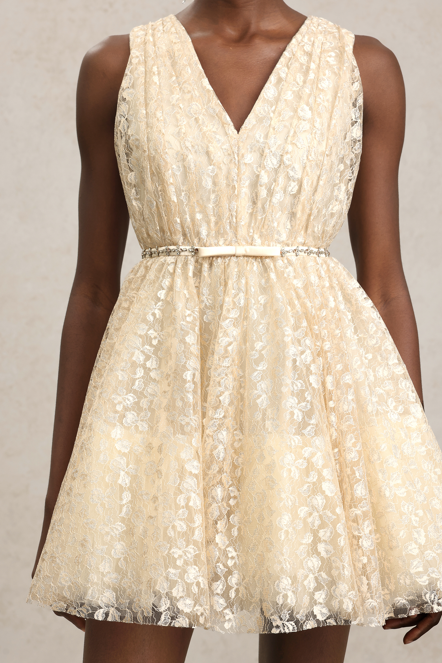 Roxanne Sleeveless V-Neck Bowknot Mini Dress