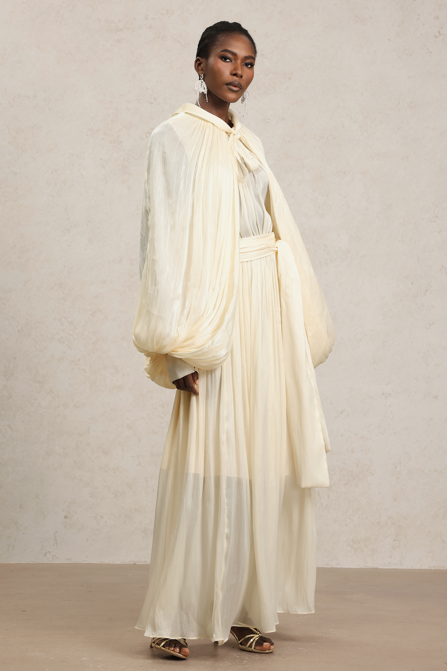Grasa Long Sleeves Streamer Bowknot Maxi Dress