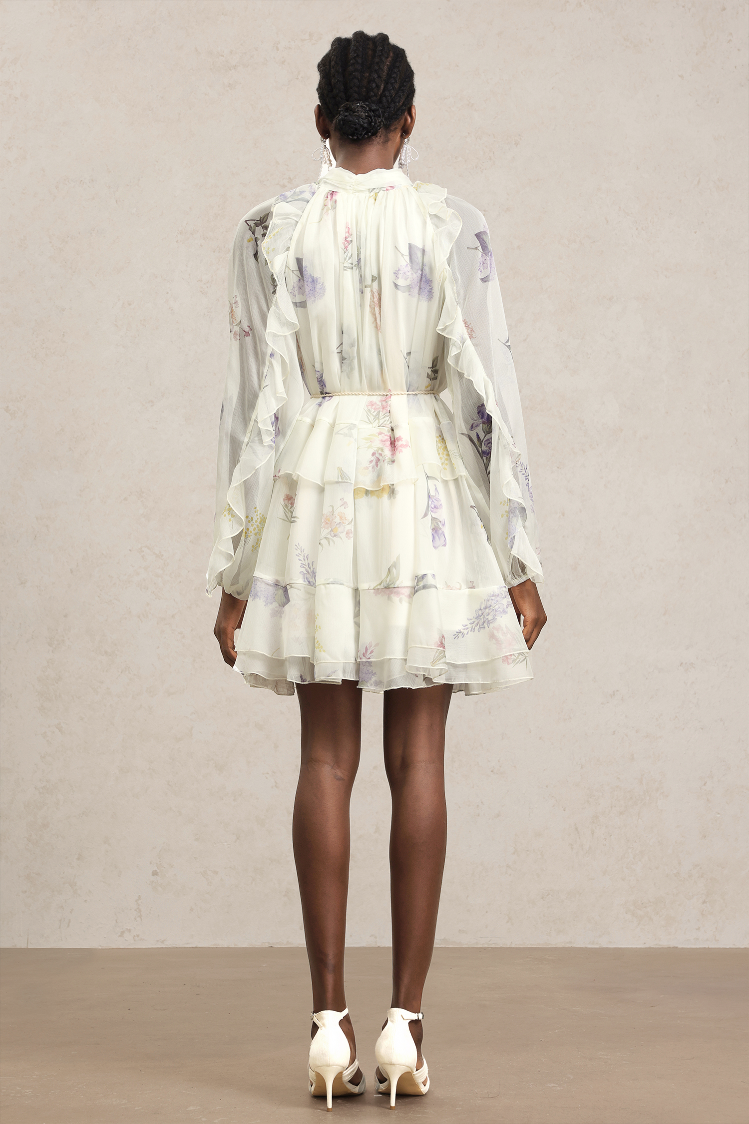 Zarinny Long Sleeves Floral Printed Mini Dress