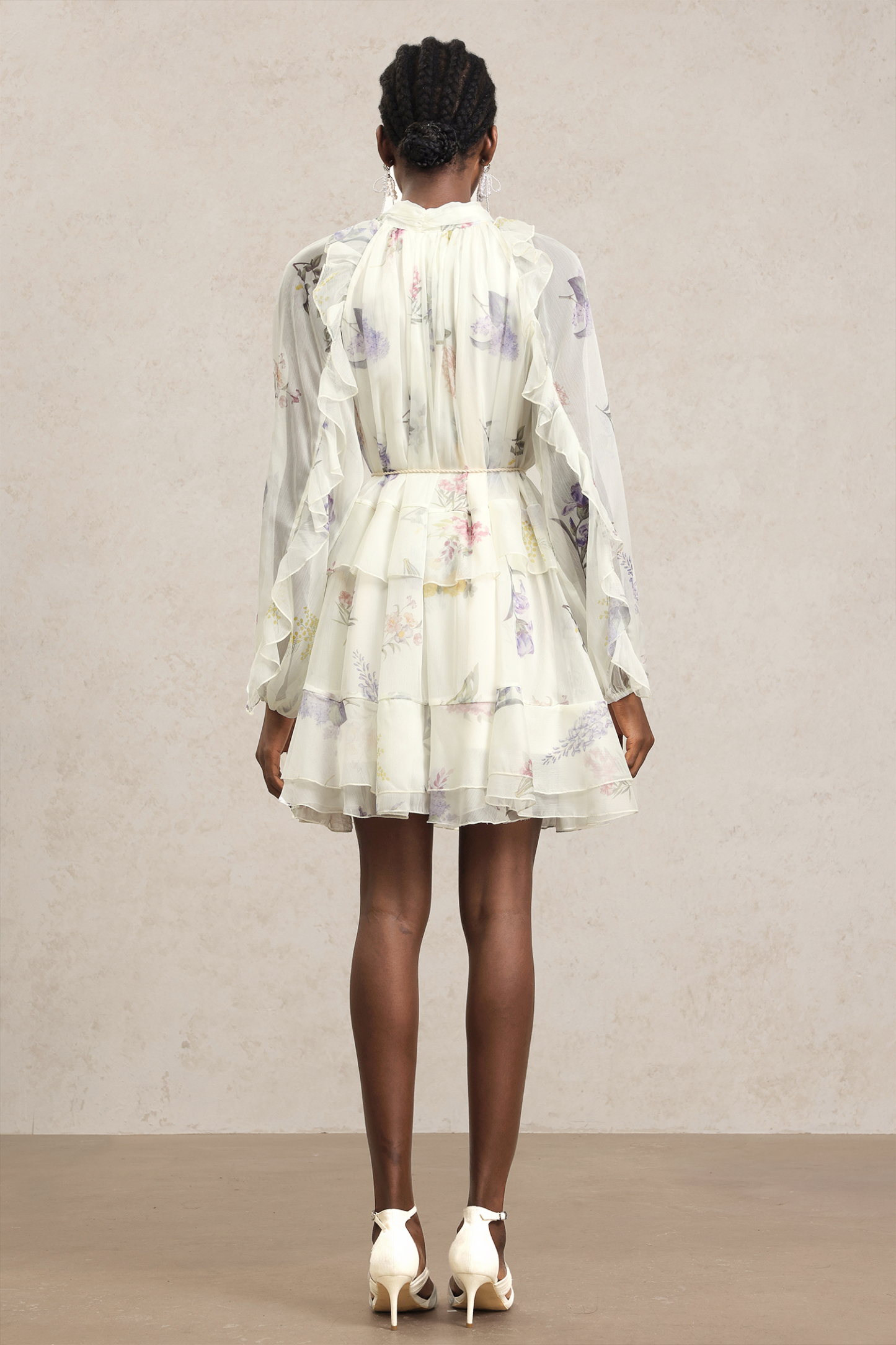 Zarinny Long Sleeves Floral Printed Mini Dress