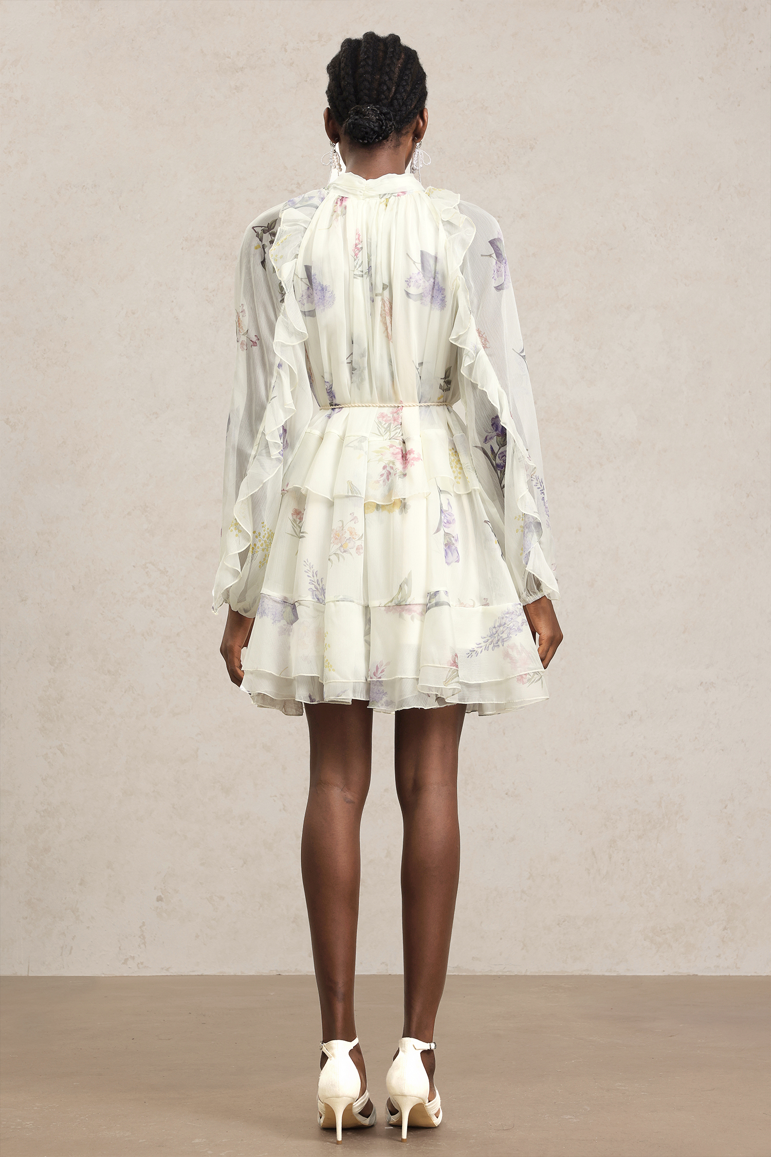 Zarinny Long Sleeves Floral Printed Mini Dress