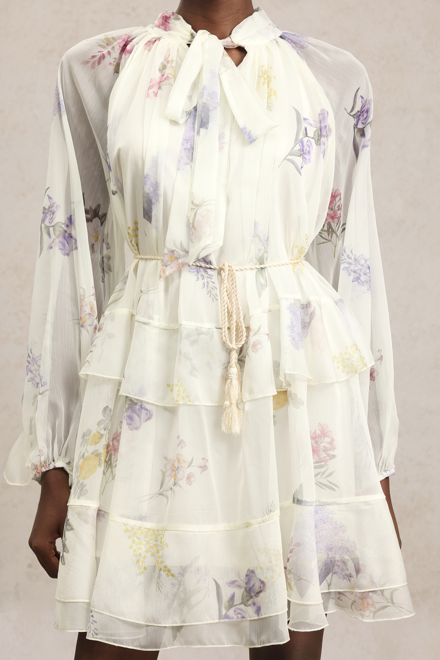 Zarinny Long Sleeves Floral Printed Mini Dress