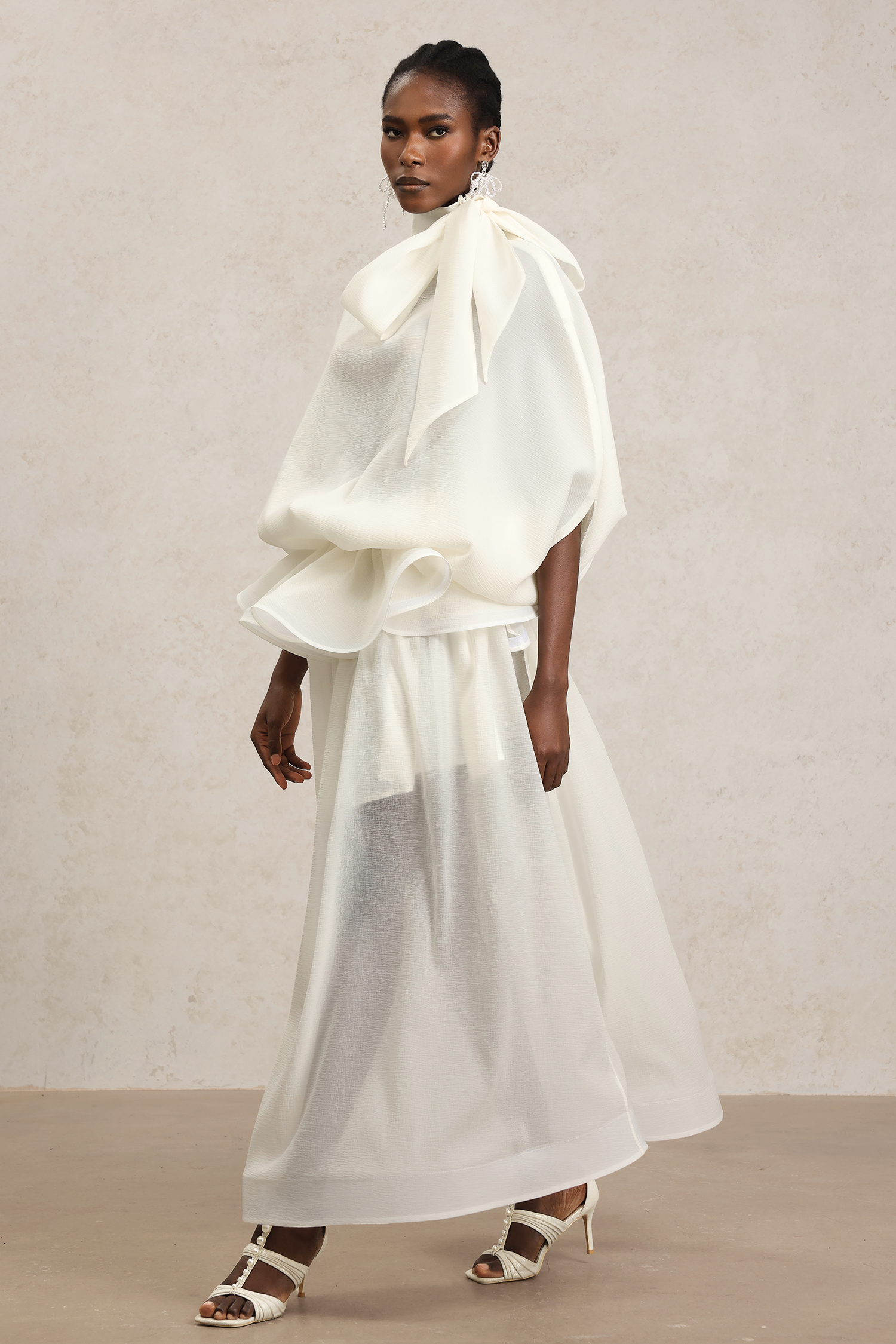Milline Bowknot Asymmetric Maxi Dress