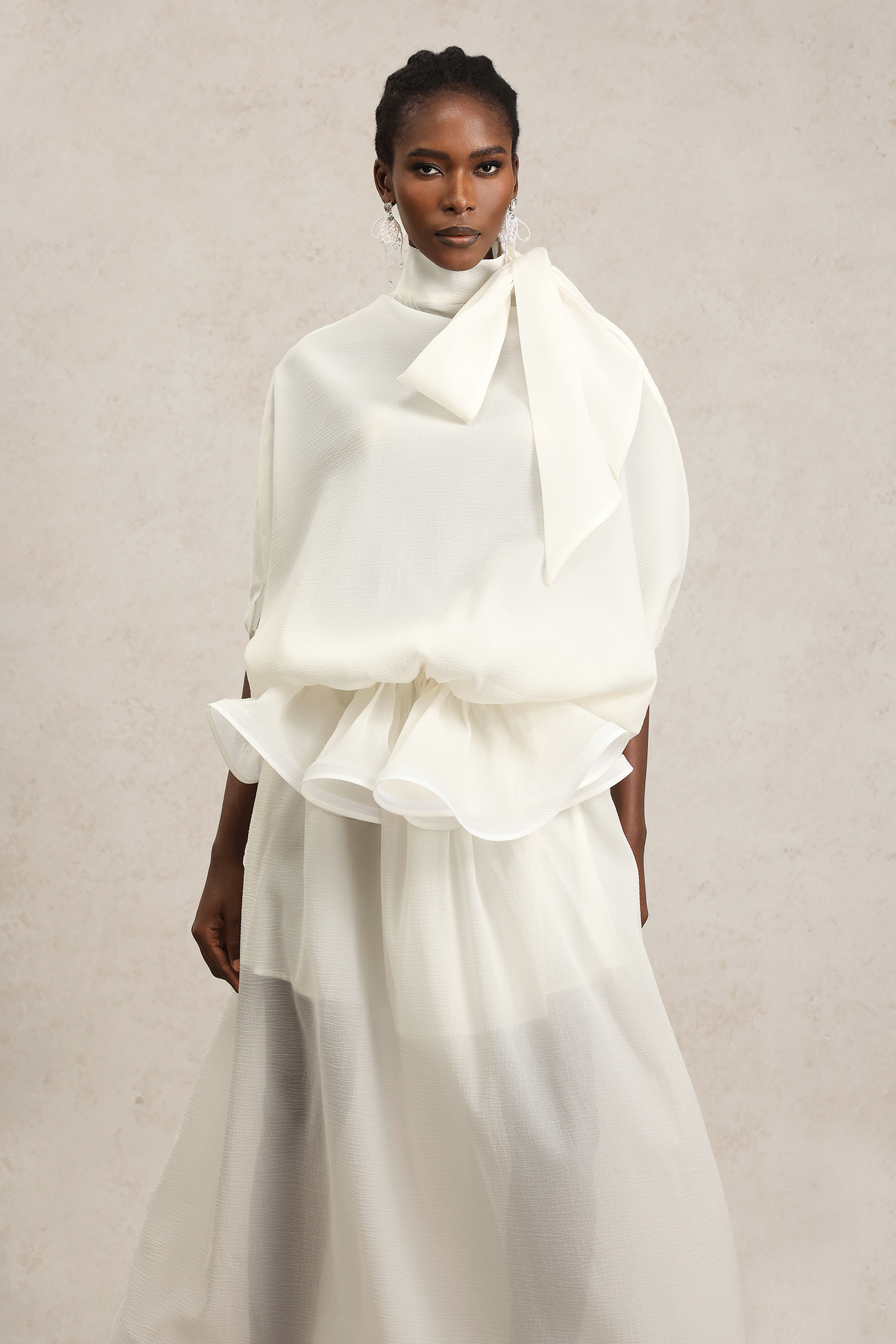 Milline Bowknot Asymmetric Maxi Dress