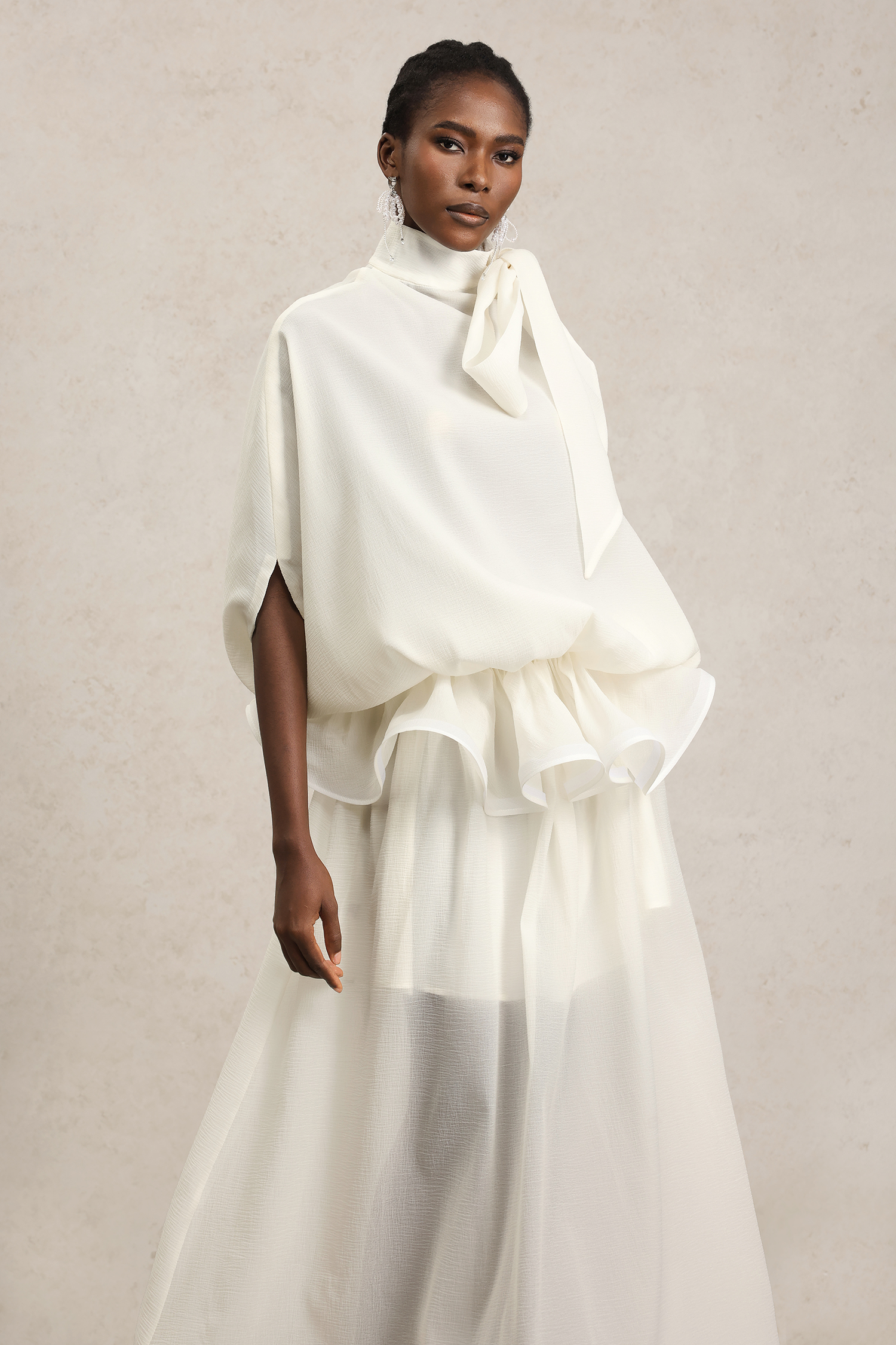 Milline Bowknot Asymmetric Maxi Dress