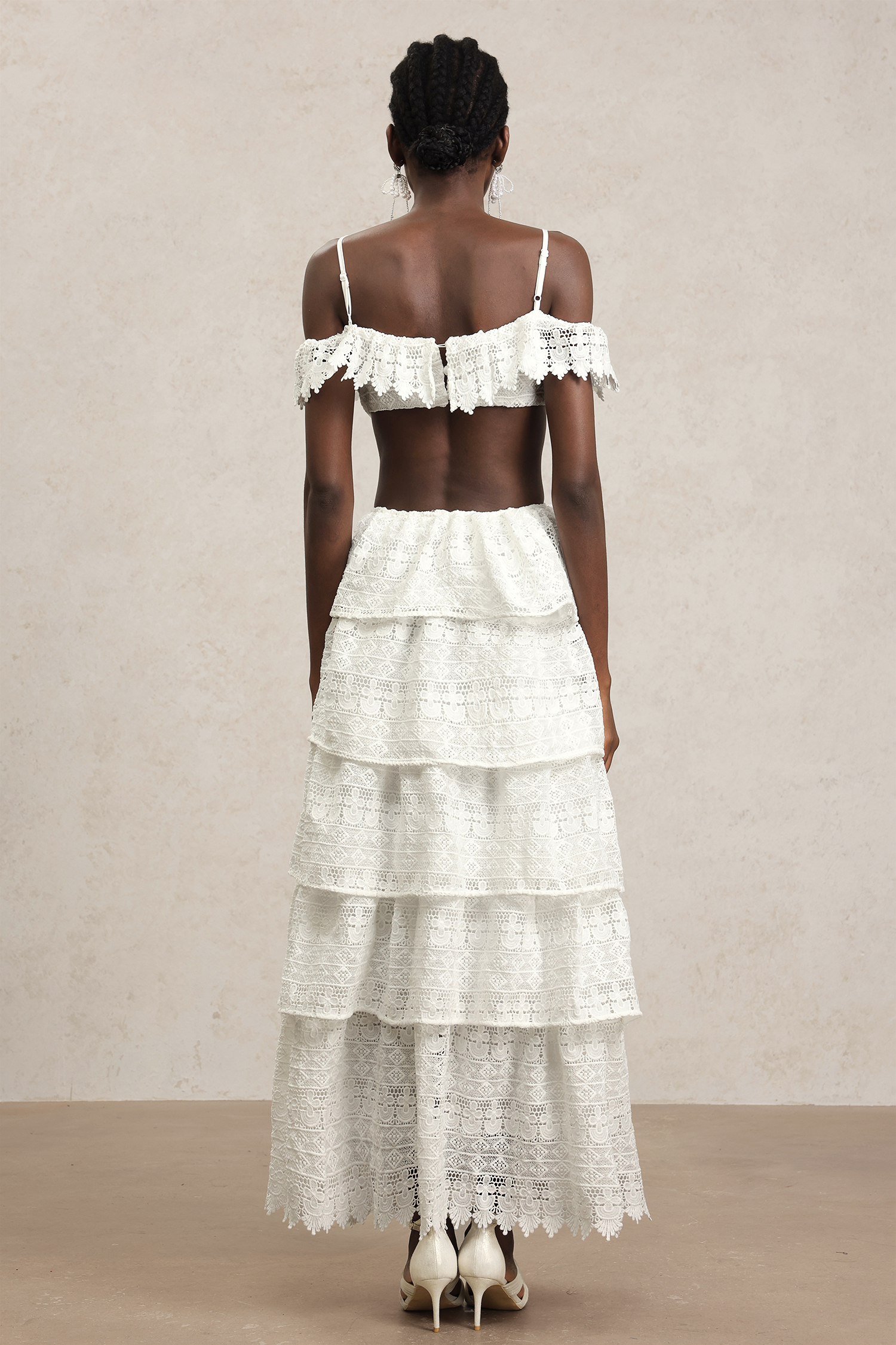 Kimala Halter Hollow Out Lace Maxi Dress