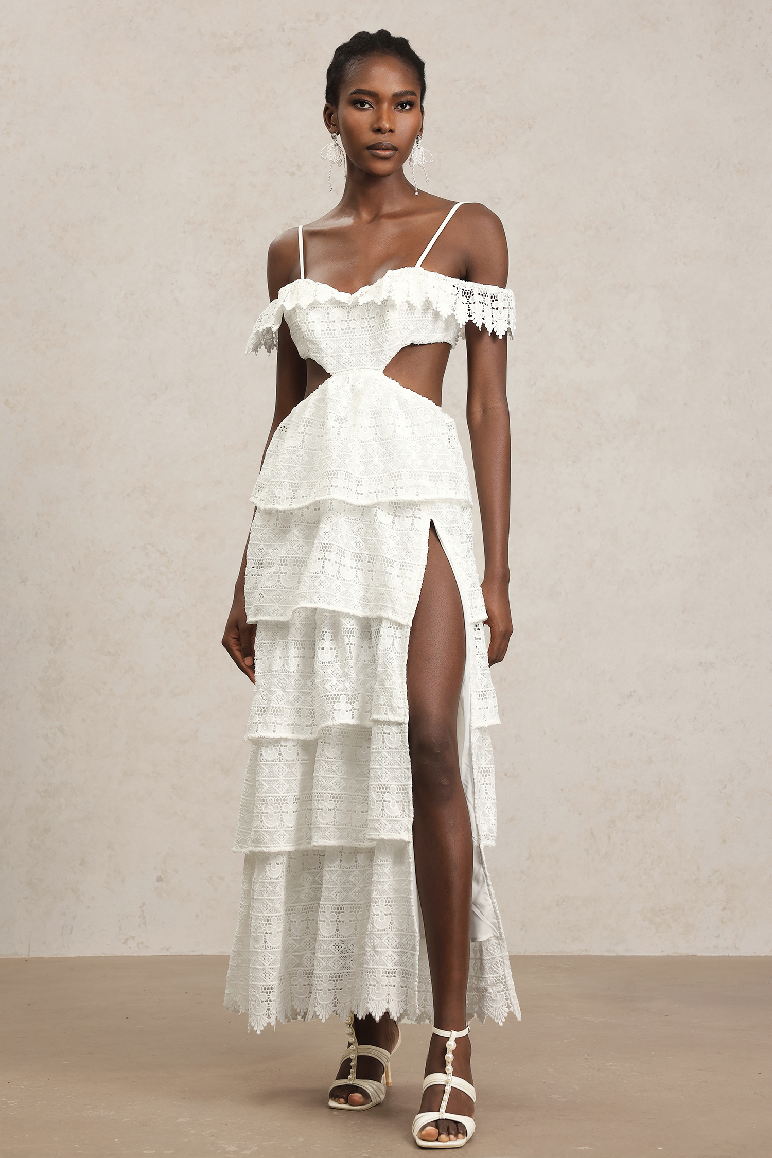 Kimala Halter Hollow Out Lace Maxi Dress