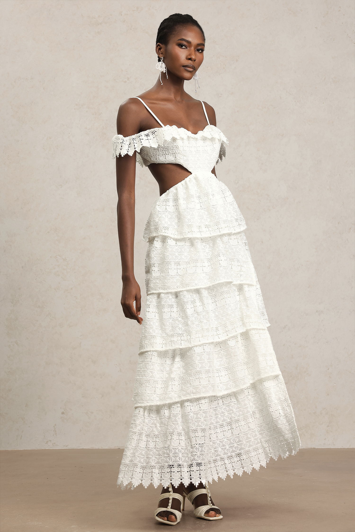 Kimala Halter Hollow Out Lace Maxi Dress