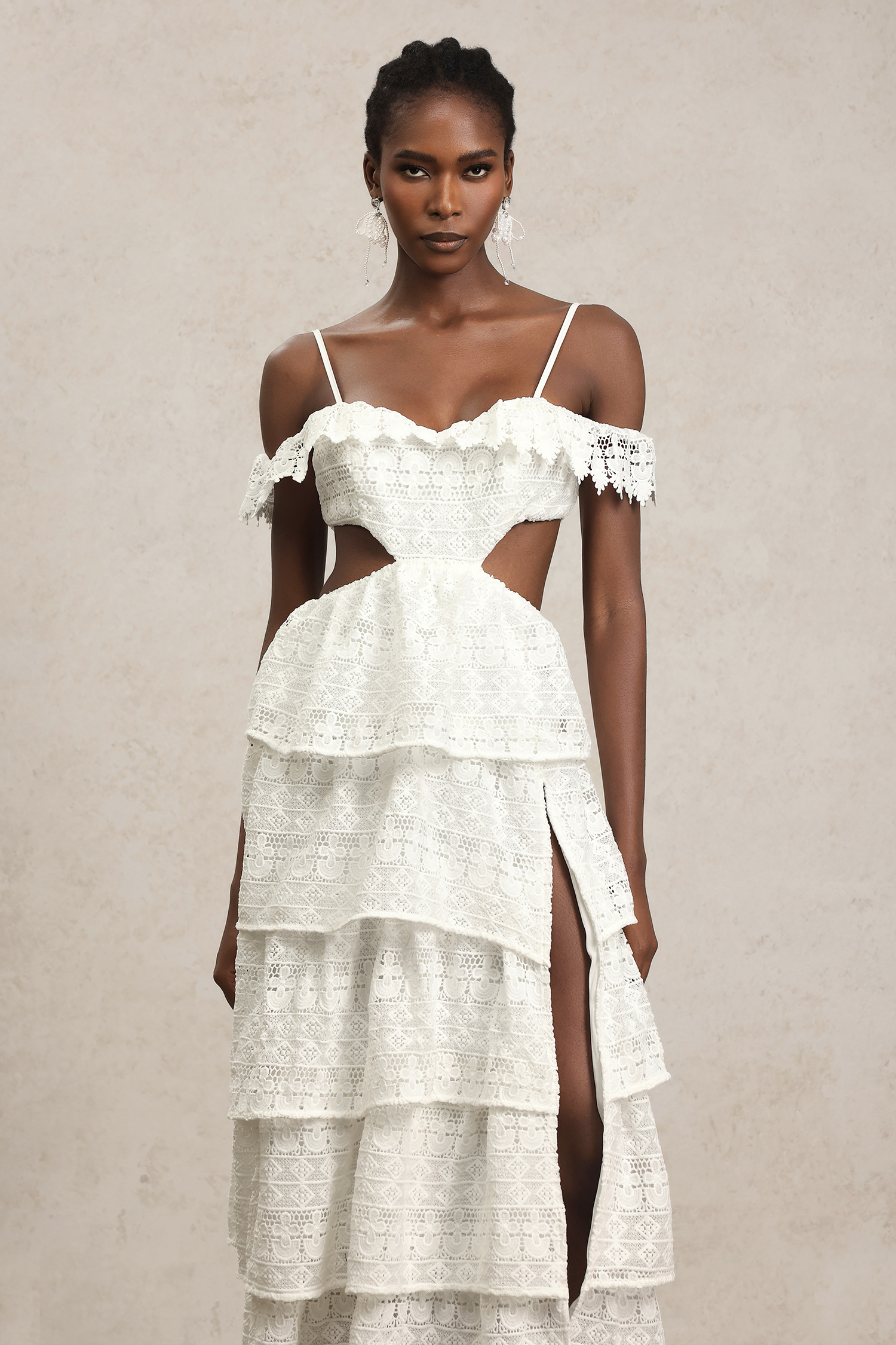 Kimala Halter Hollow Out Lace Maxi Dress
