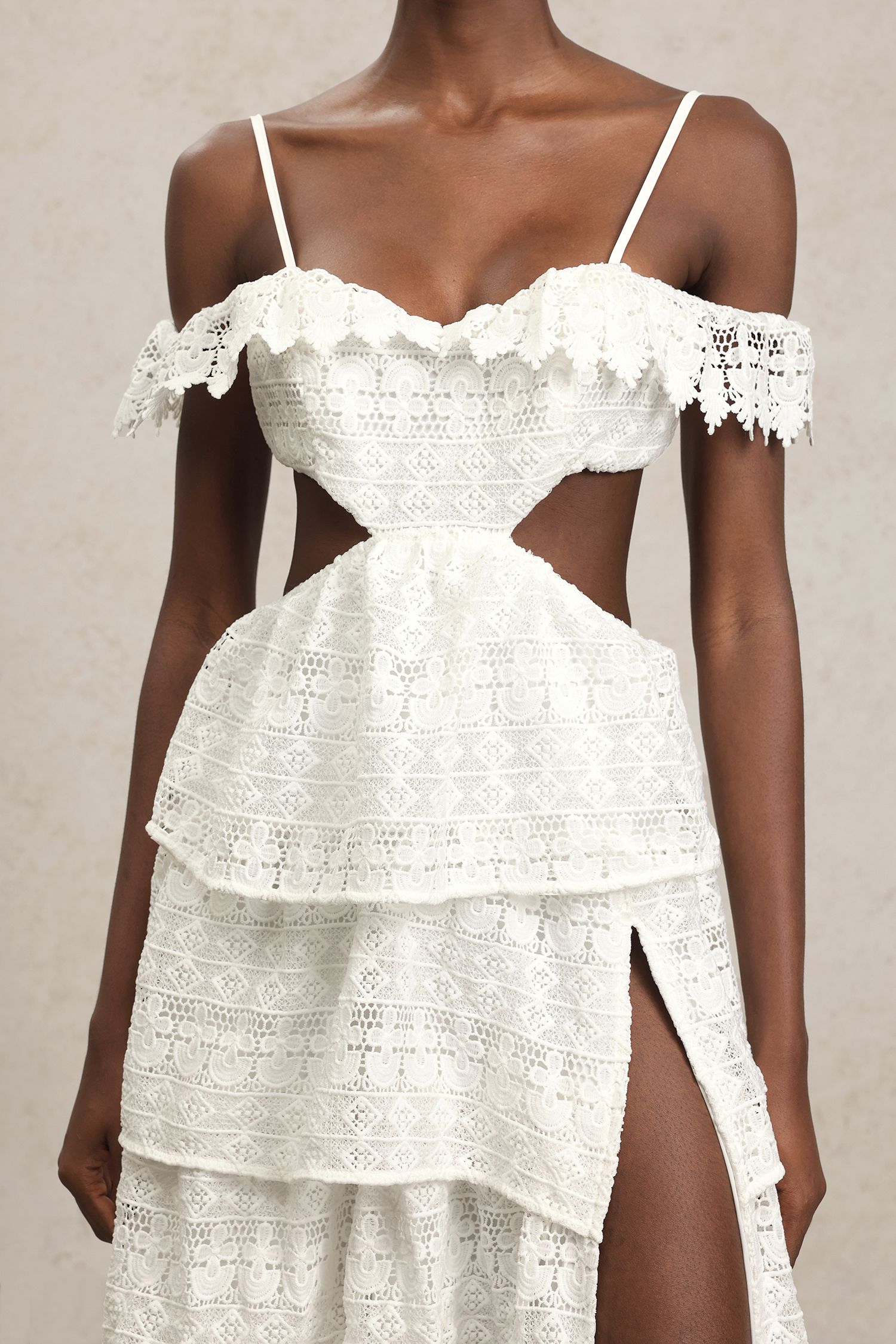 Kimala Halter Hollow Out Lace Maxi Dress