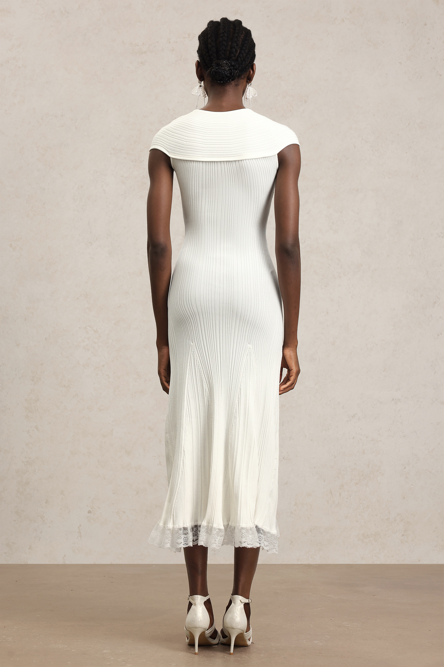 Rcia Sleeveless Lace Hollow Out Bandage Midi Dress