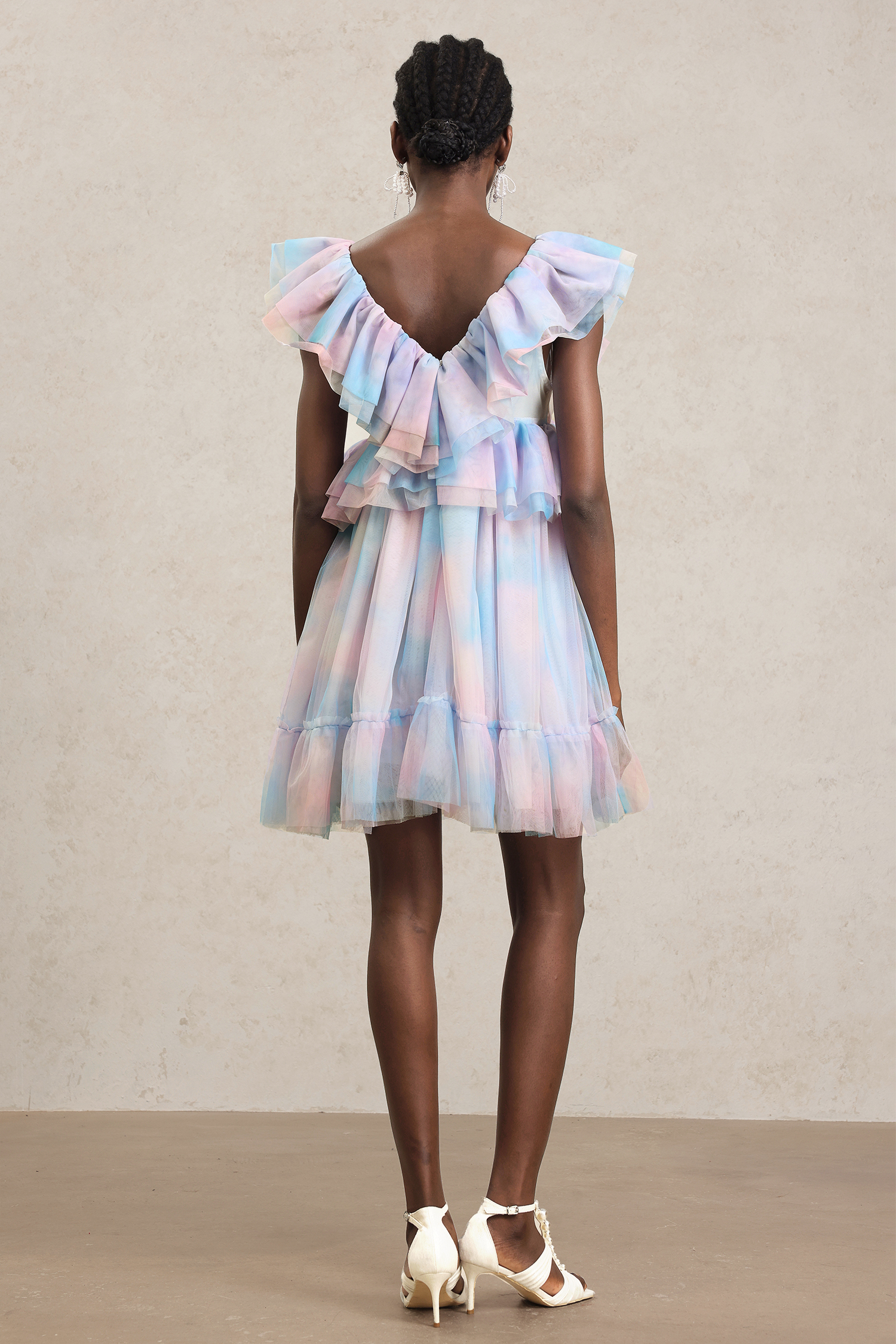 Emma Sleeveless Folds Puff Mini Dress