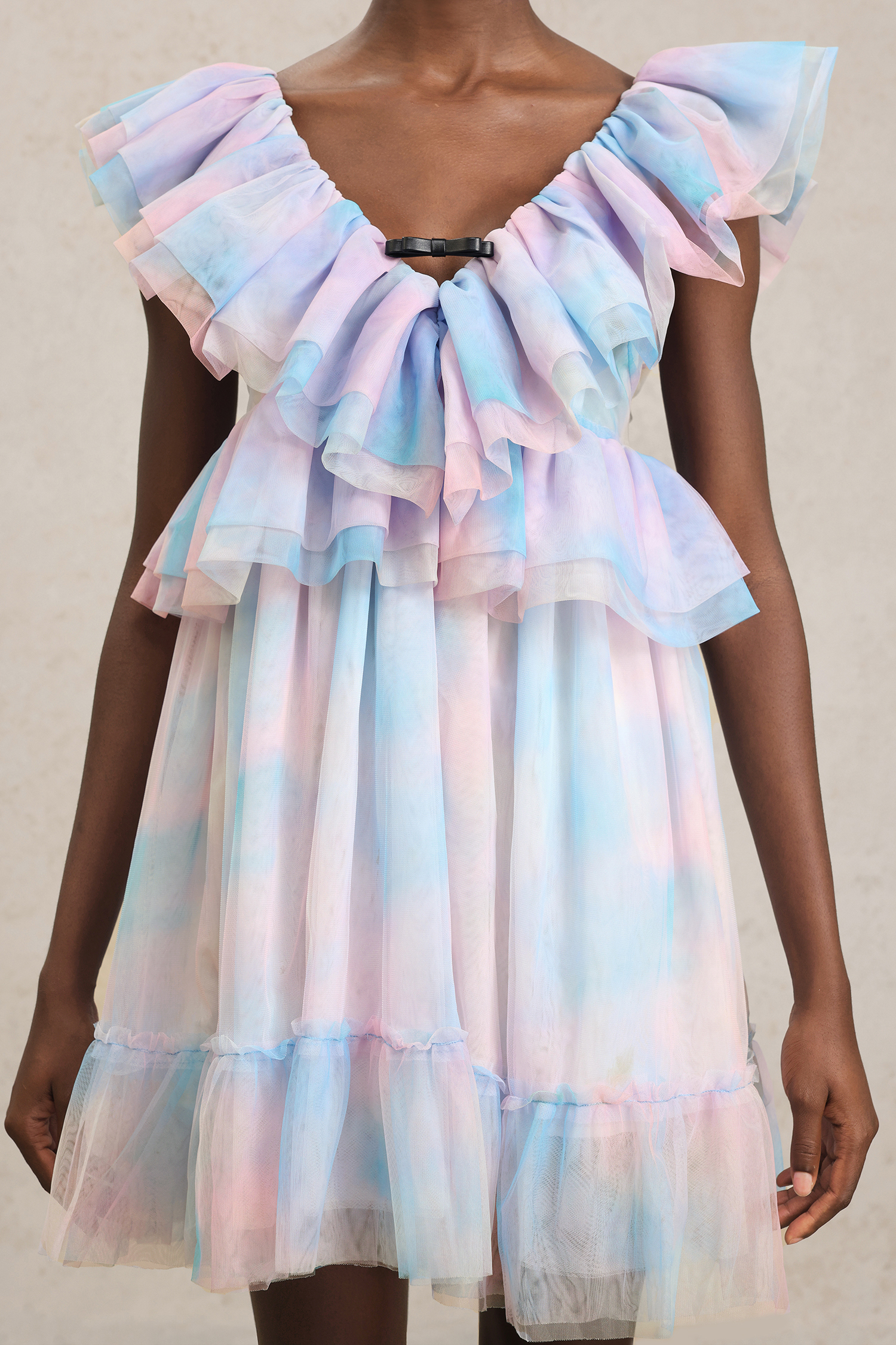 Emma Sleeveless Folds Puff Mini Dress