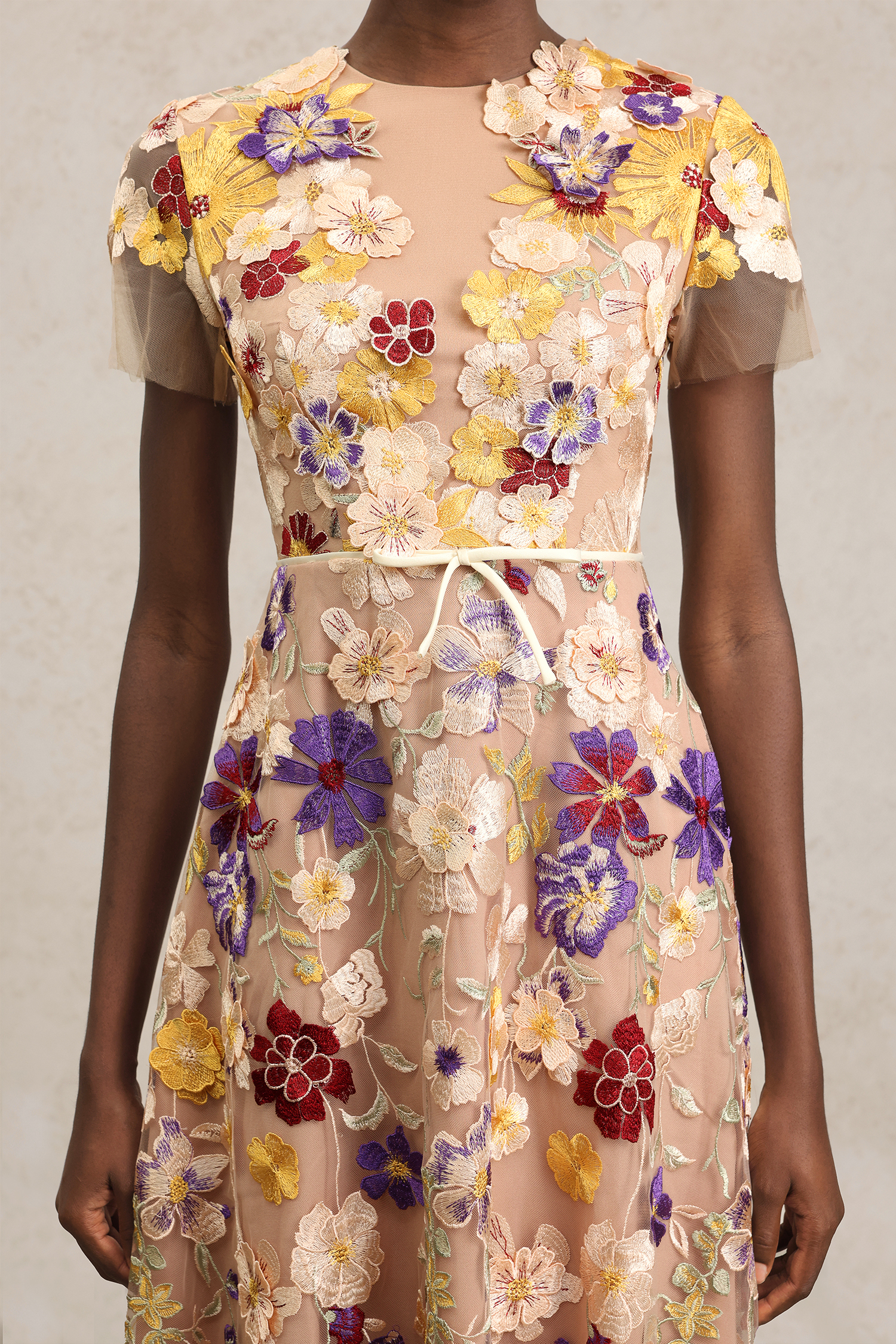 Natasha Short Sleeve Flowers Midi Dress