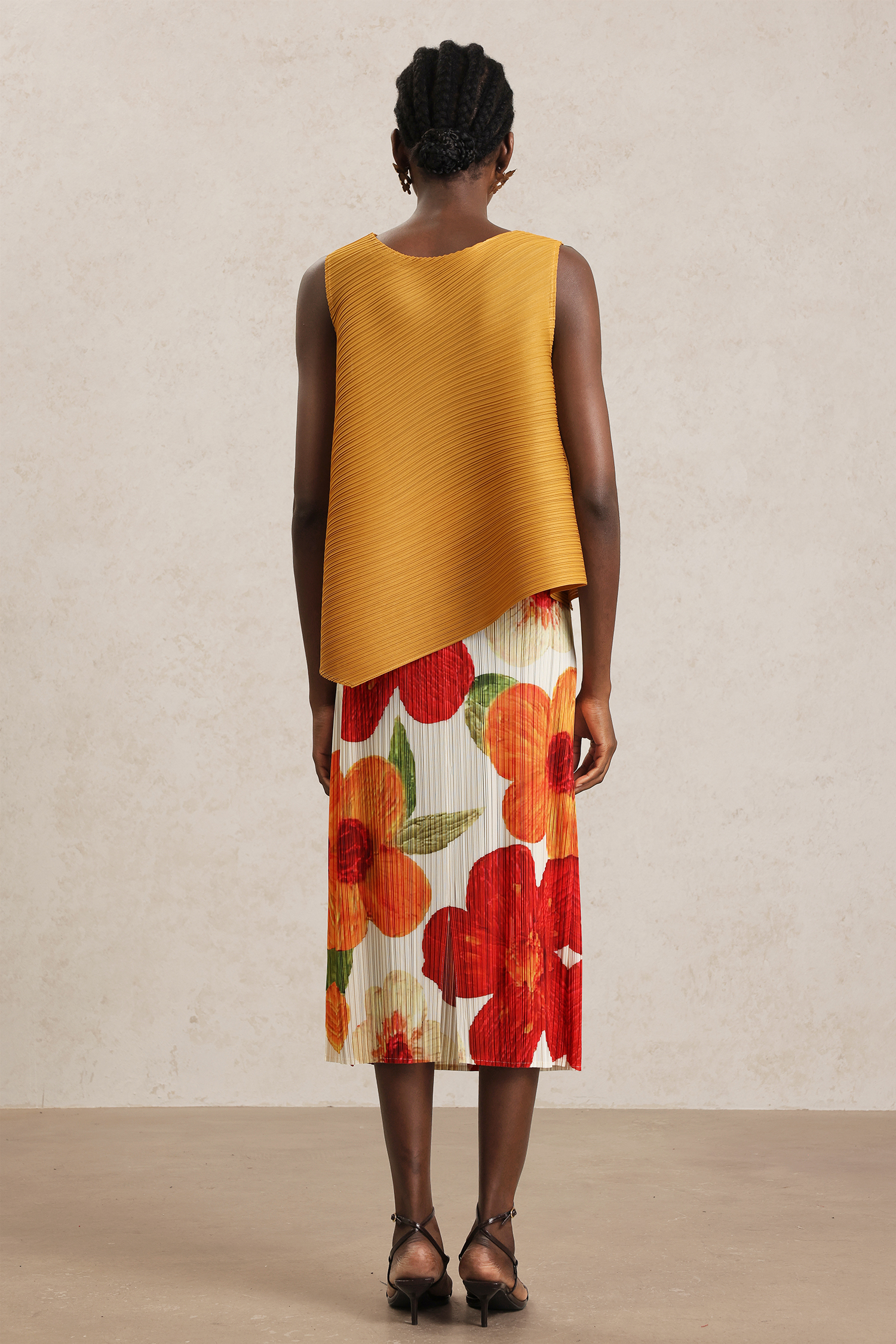 Monroe Folds Floral Printed Top And Midi Skirt Two-Piece Set