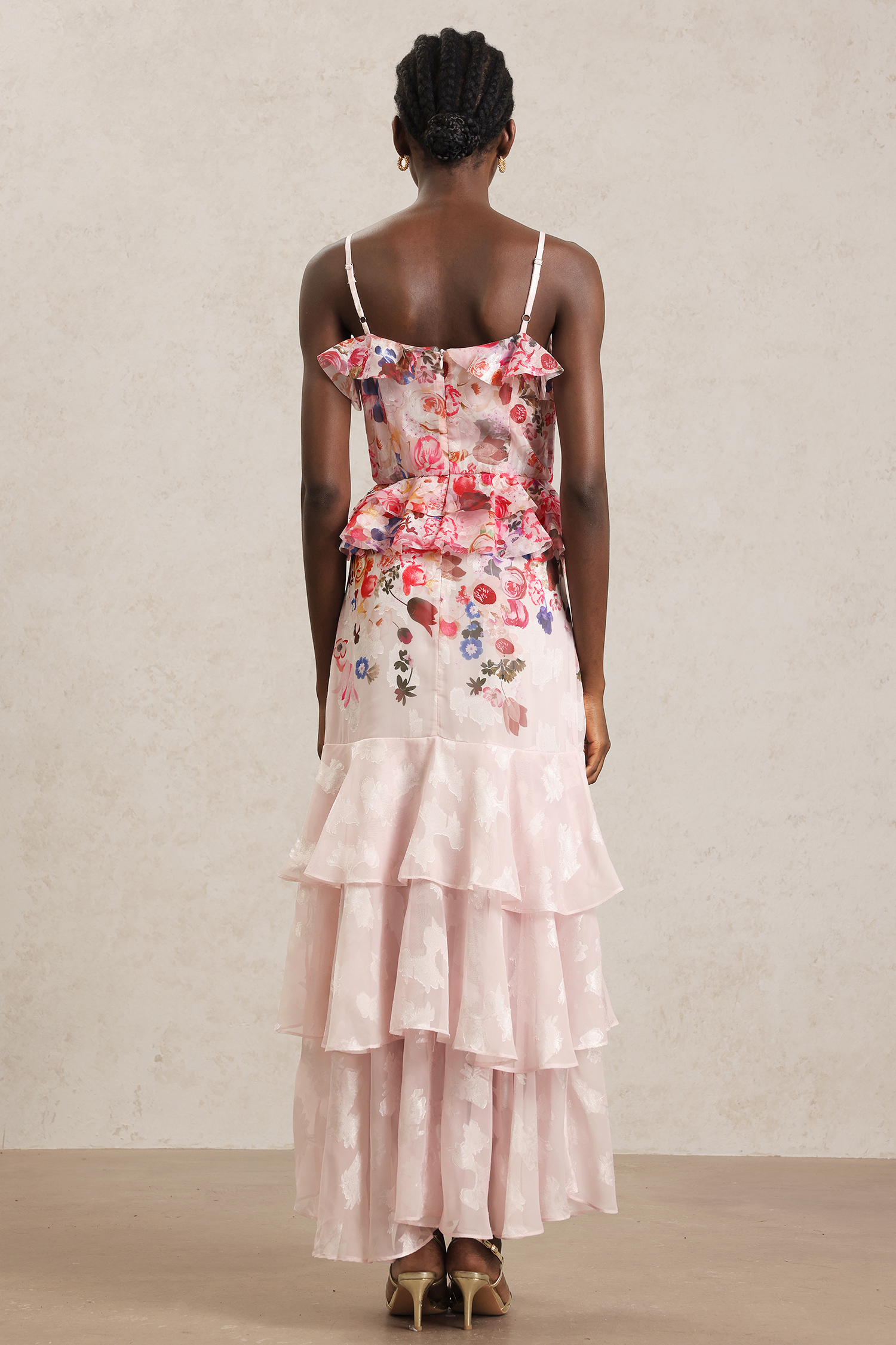 Tihila Folds Halter Floral Printed Maxi Dress