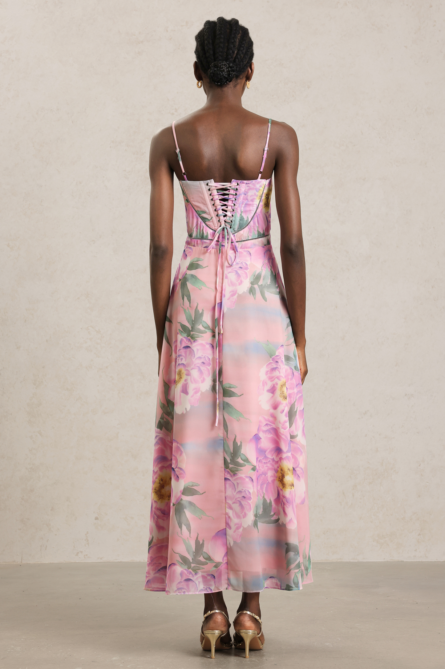 Gwen Halter Floral Printed Maxi Dress