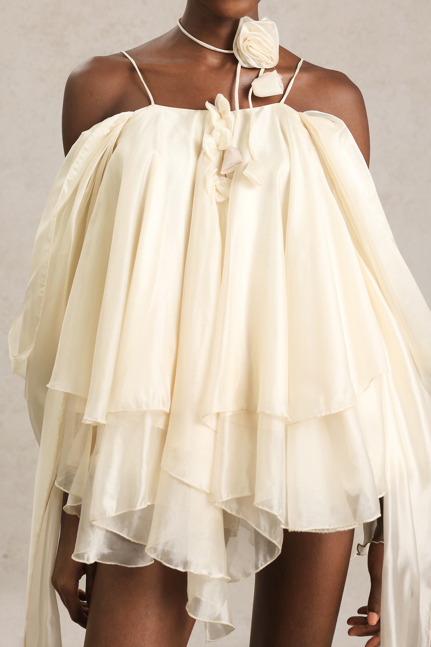 Kamo Halter Flowers Streamer Mini Dress