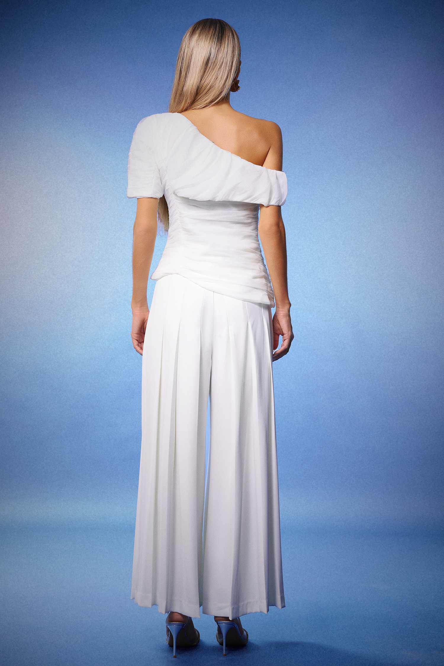 Rina Short Sleeves One Shoulder Maxi Set