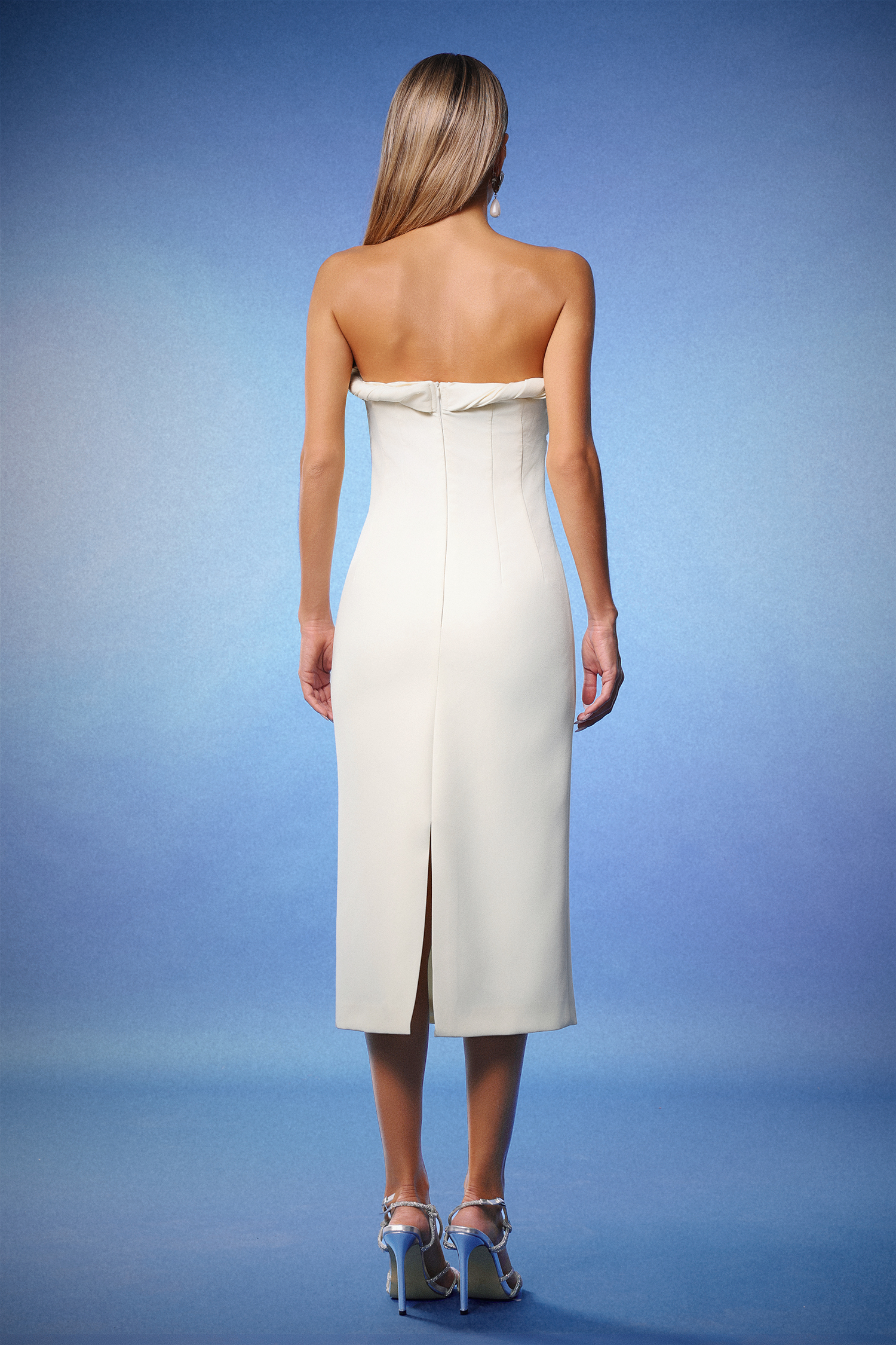 Hlasa Strapless Hollow Midi Dress