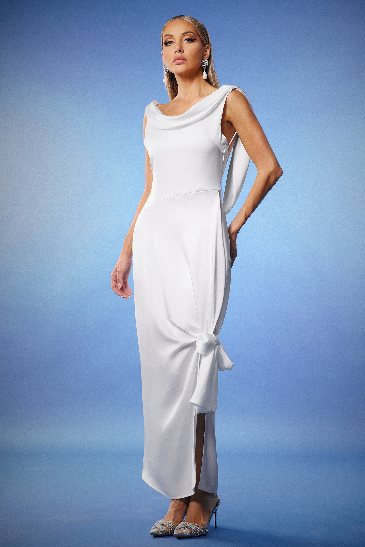 Winifred Sleeveless Fishtail Slit Backless Maxi Dress