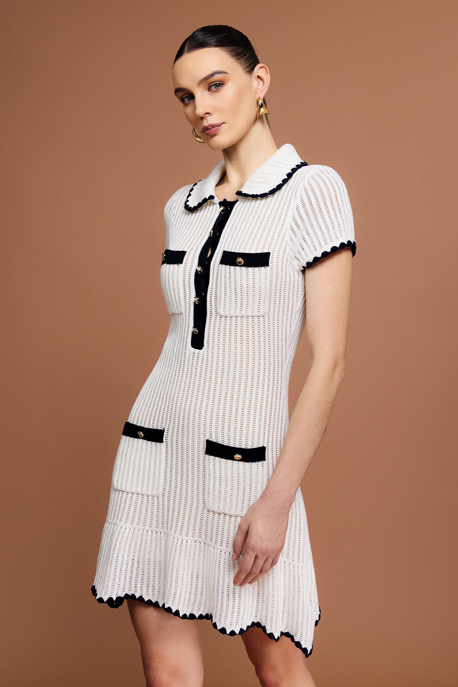 Fanni Lapel Short Sleeves Mini Dress