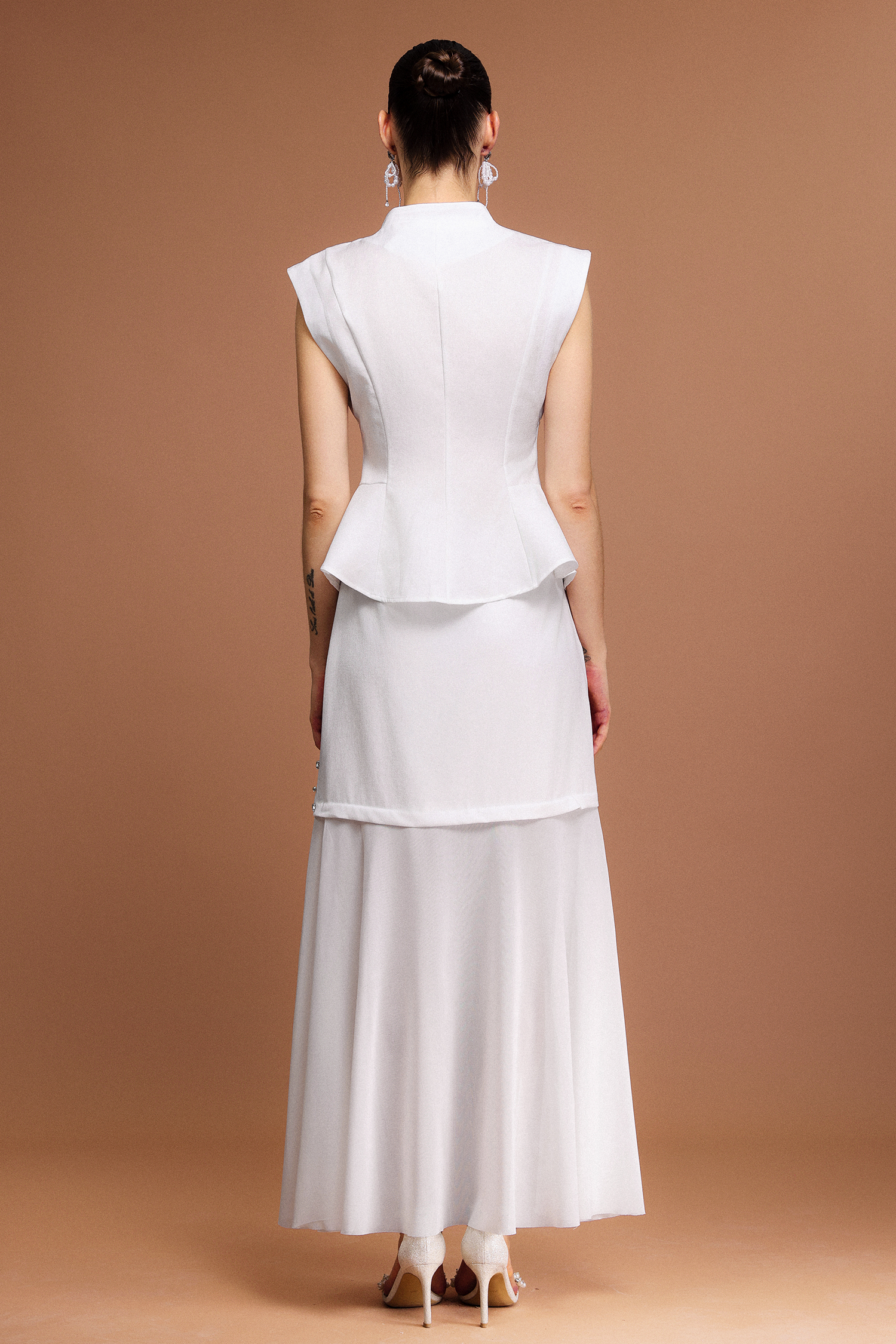 Mamie Short Sleeves Sequin Streamer Top And Skirt Two-Piece Set