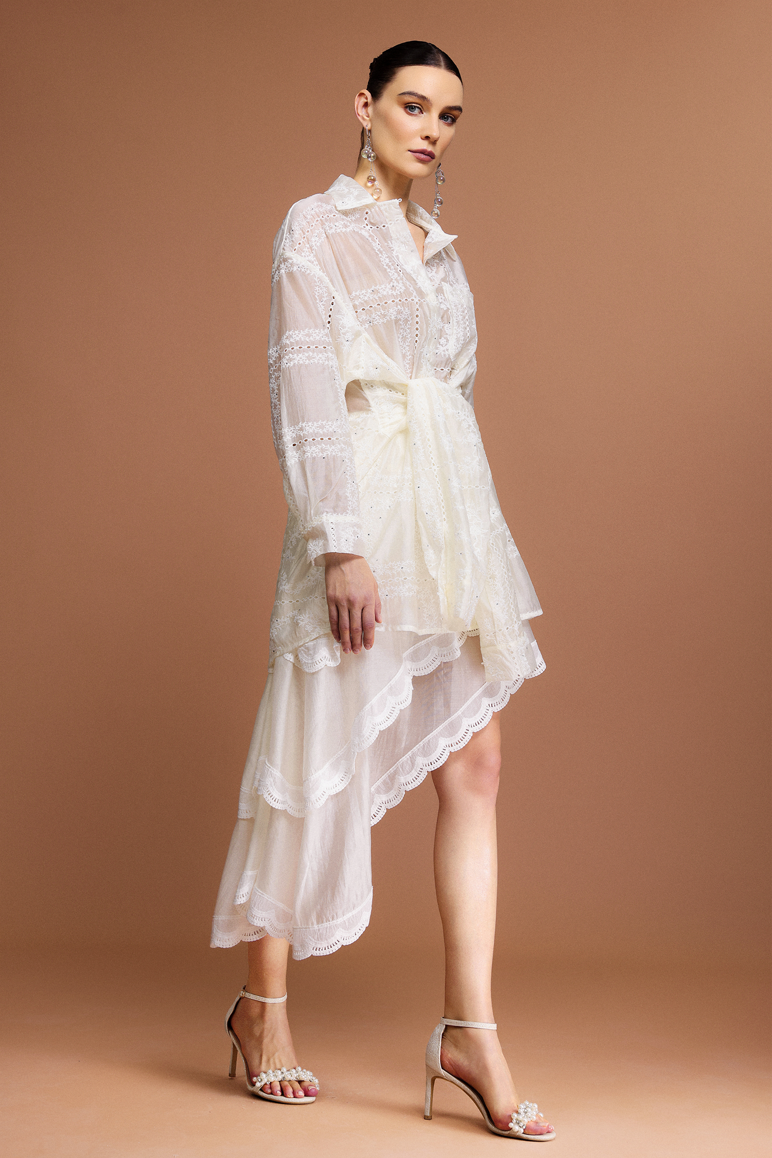 Quiana Long Sleeves Asymmetric Top And Skirt Two-Piece Set