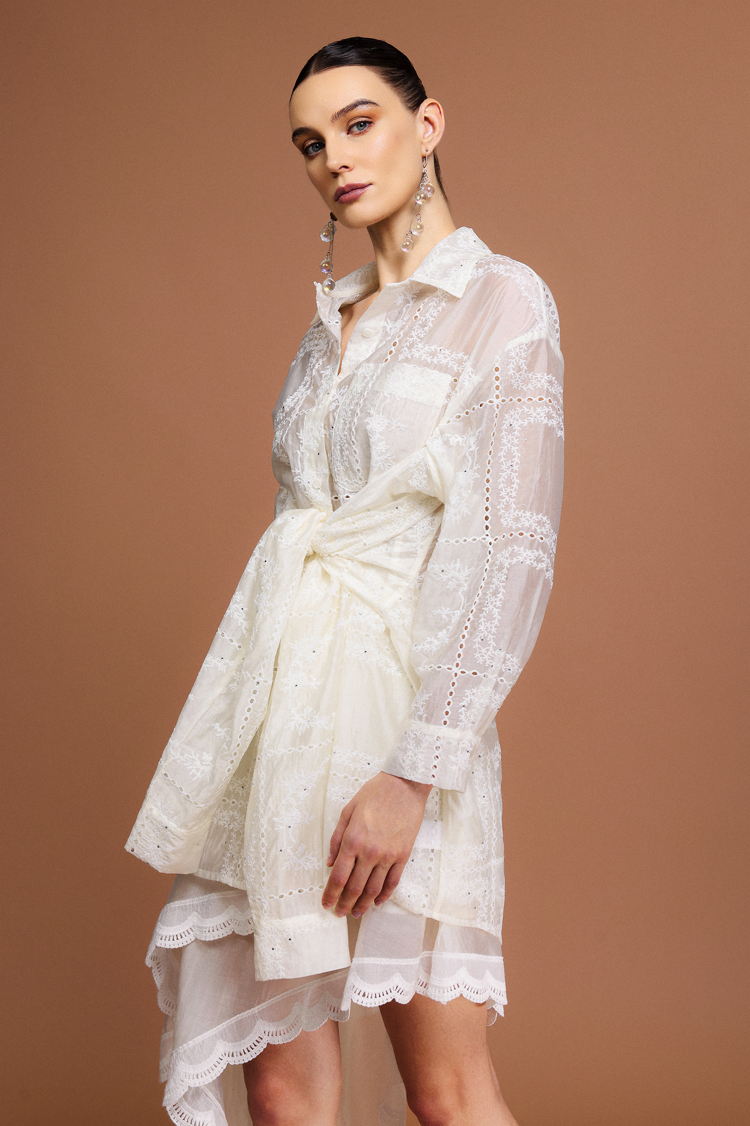 Quiana Long Sleeves Asymmetric Top And Skirt Two-Piece Set