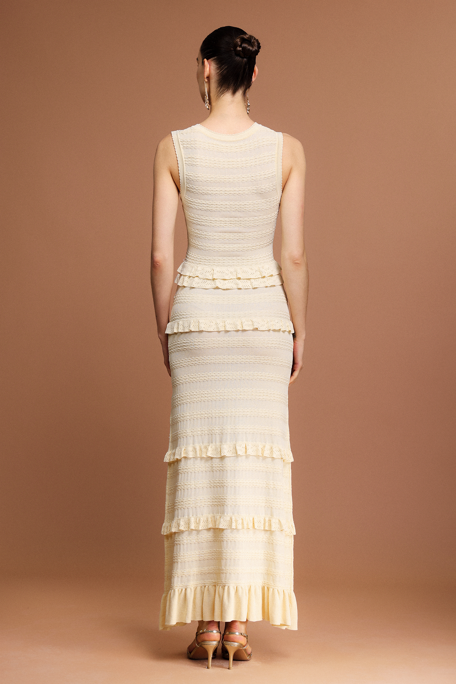 Koko Round Neck Sleeveless Folds Maxi Dress