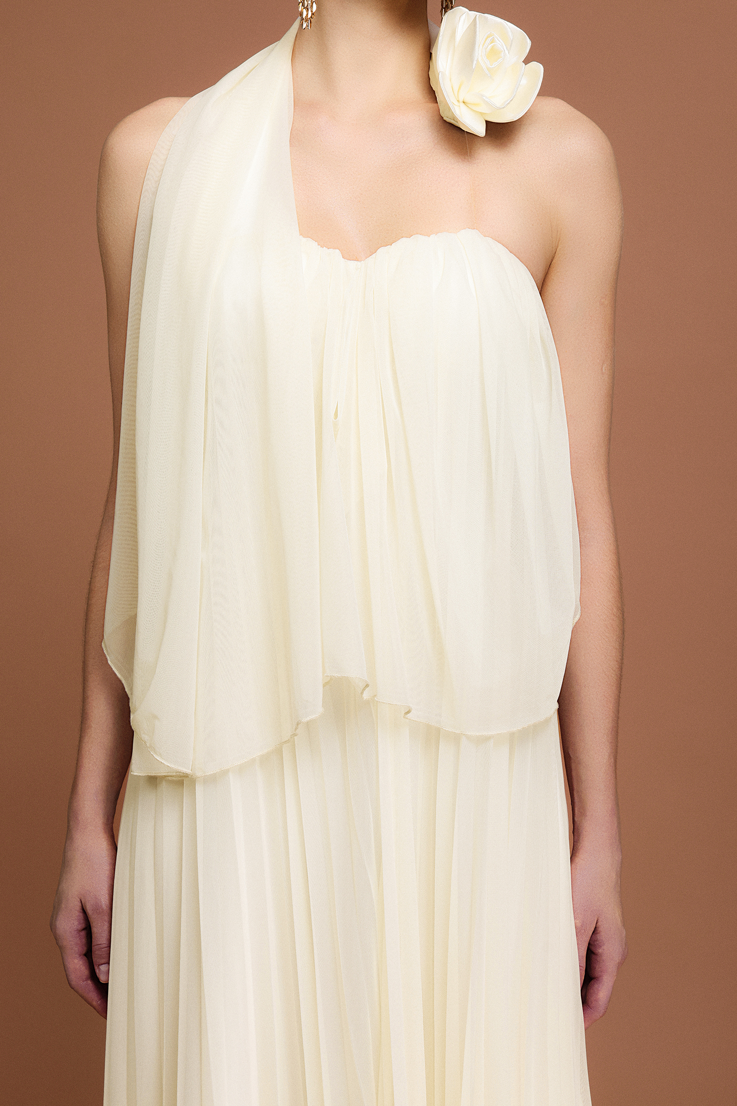 Kavasa Sleeveless Flower Folds Maxi Dress