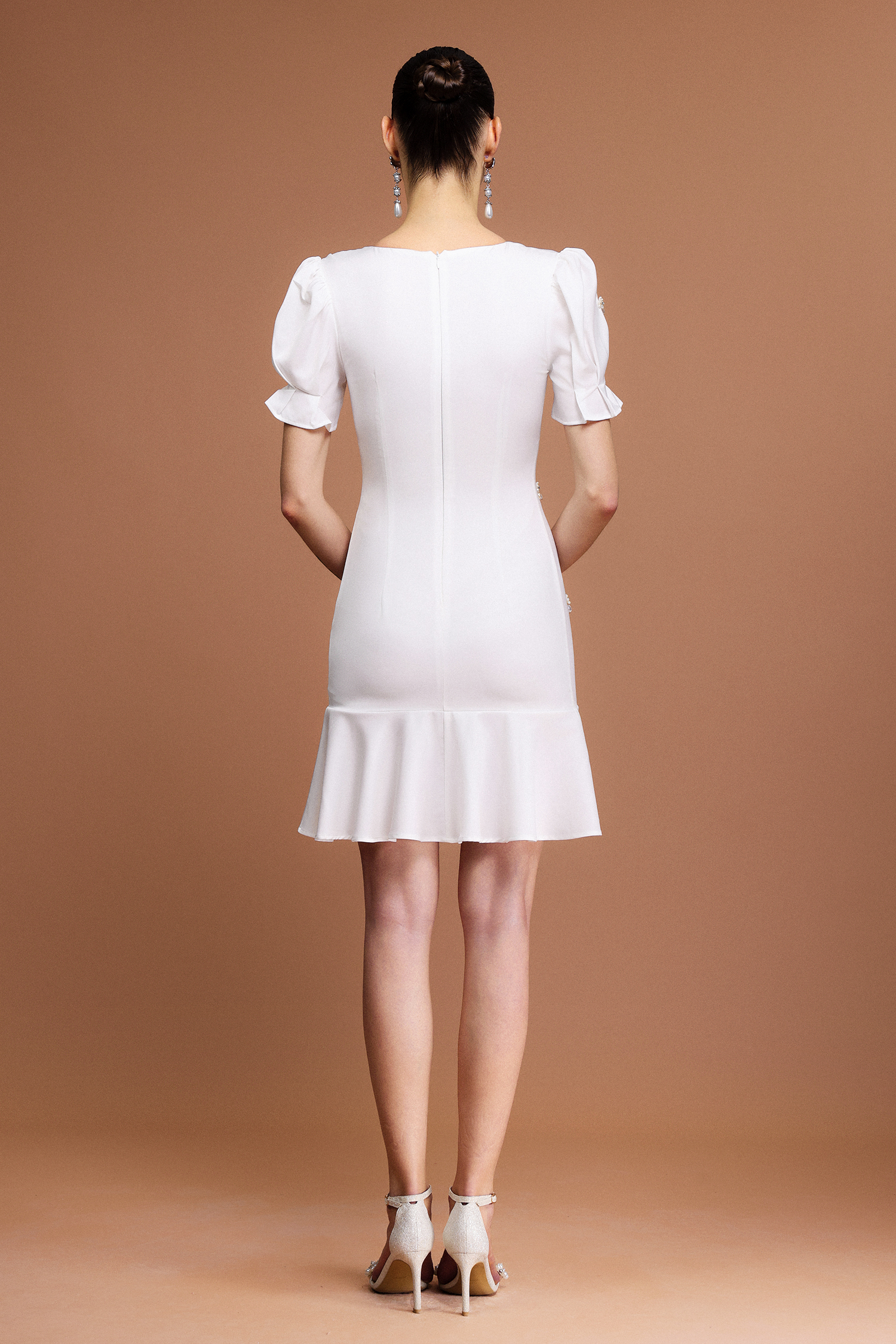 Subra V-Neck Short Sleeves Diamond Mini Dress