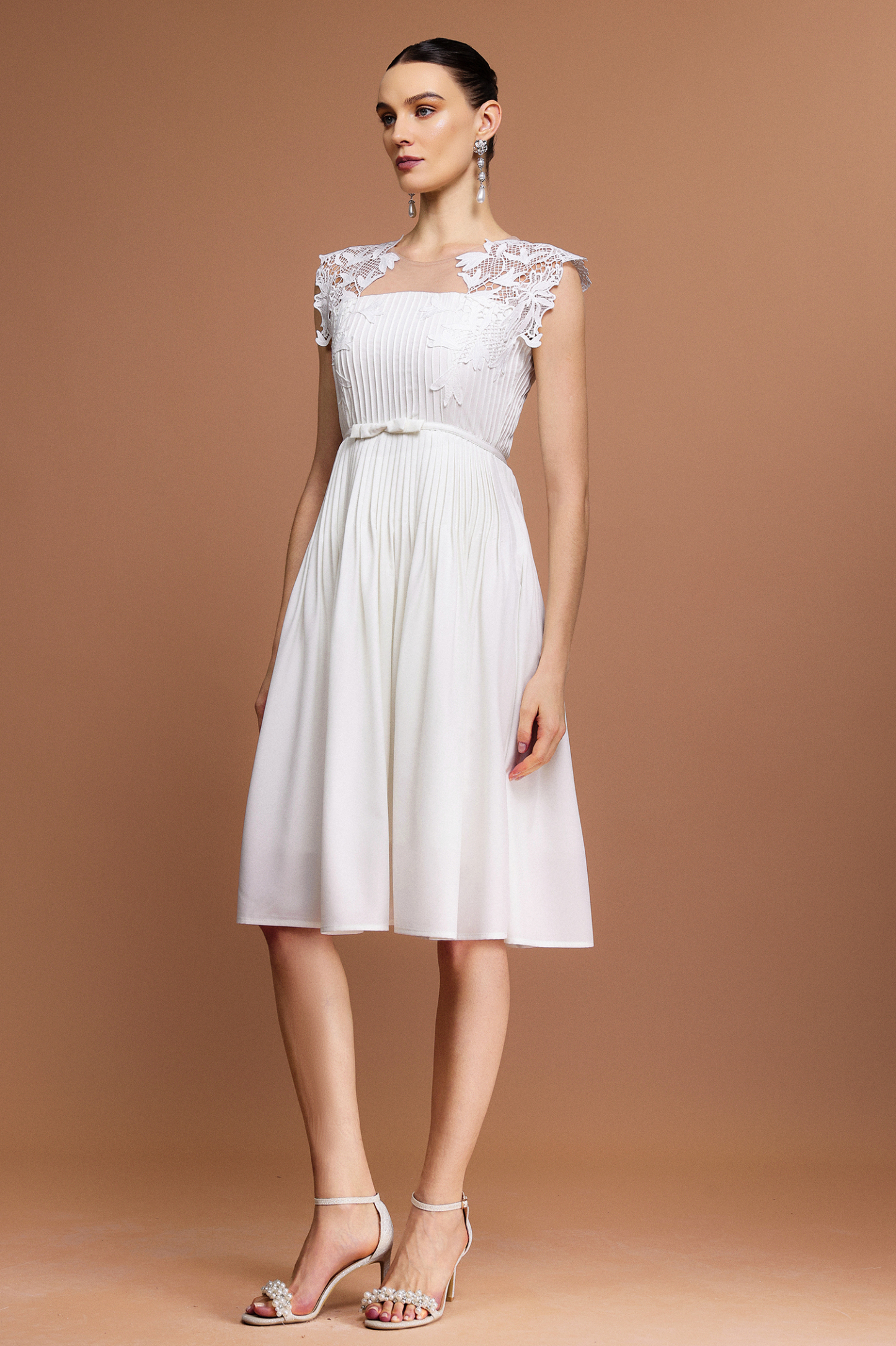 Fierce Sleeveless Bowknot Folds Midi Dress